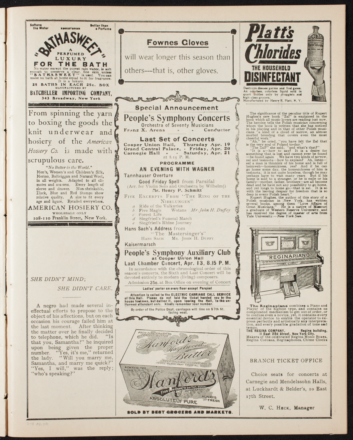 Henri Marteau, Jean Gerardy, and Anna Schelke with New York Symphony Orchestra, March 18, 1906, program page 9