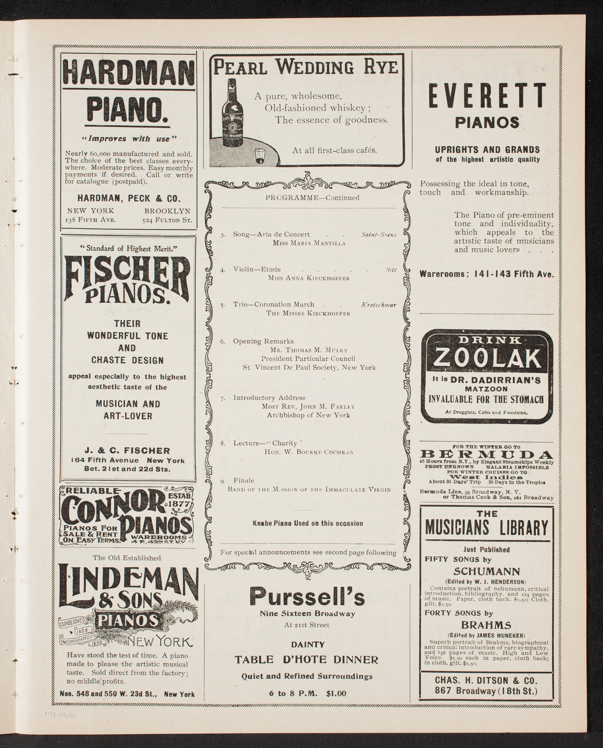 Benefit: St. Vincent de Paul Society, January 17, 1904, program page 7