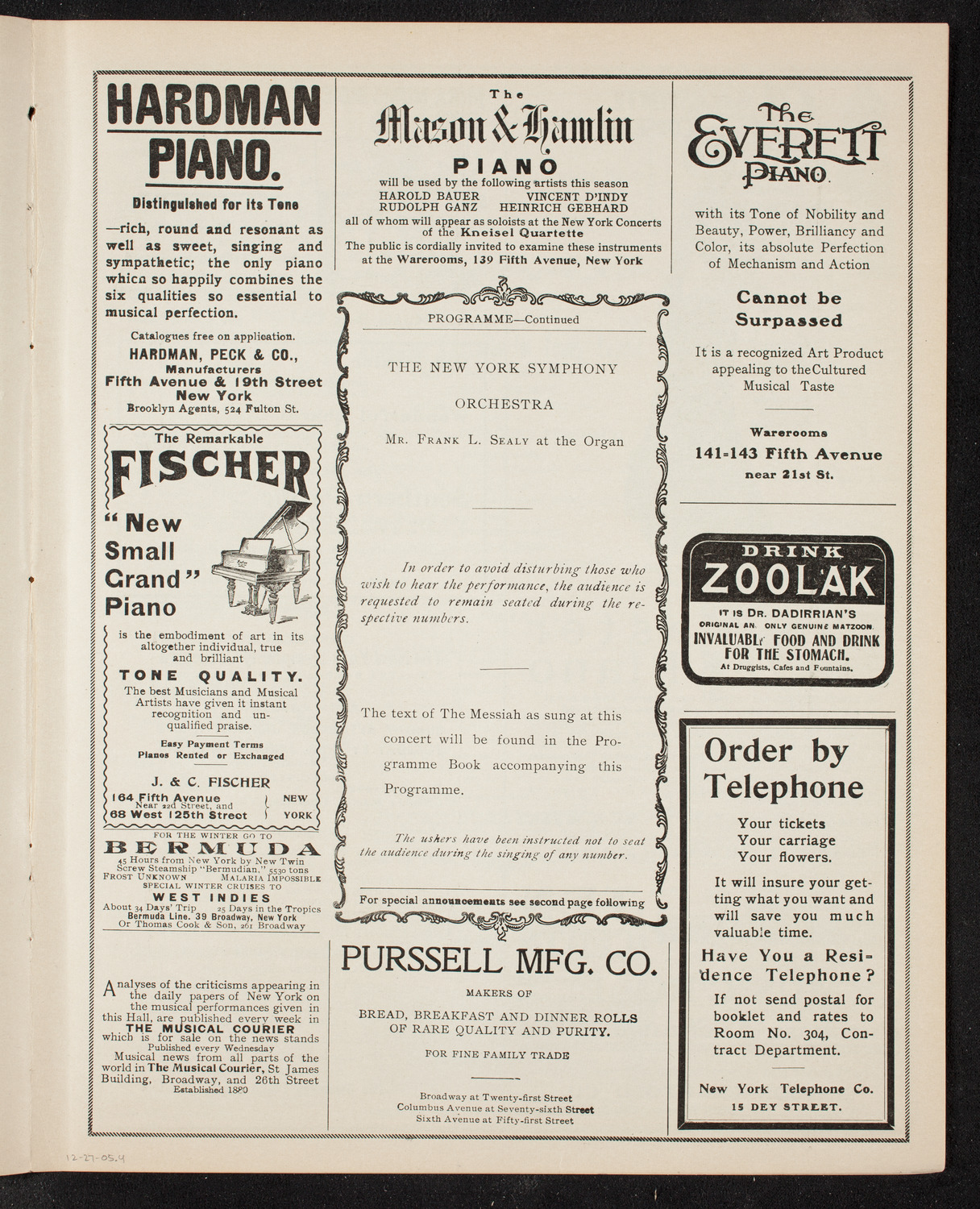 Oratorio Society of New York, December 27, 1905, program page 7