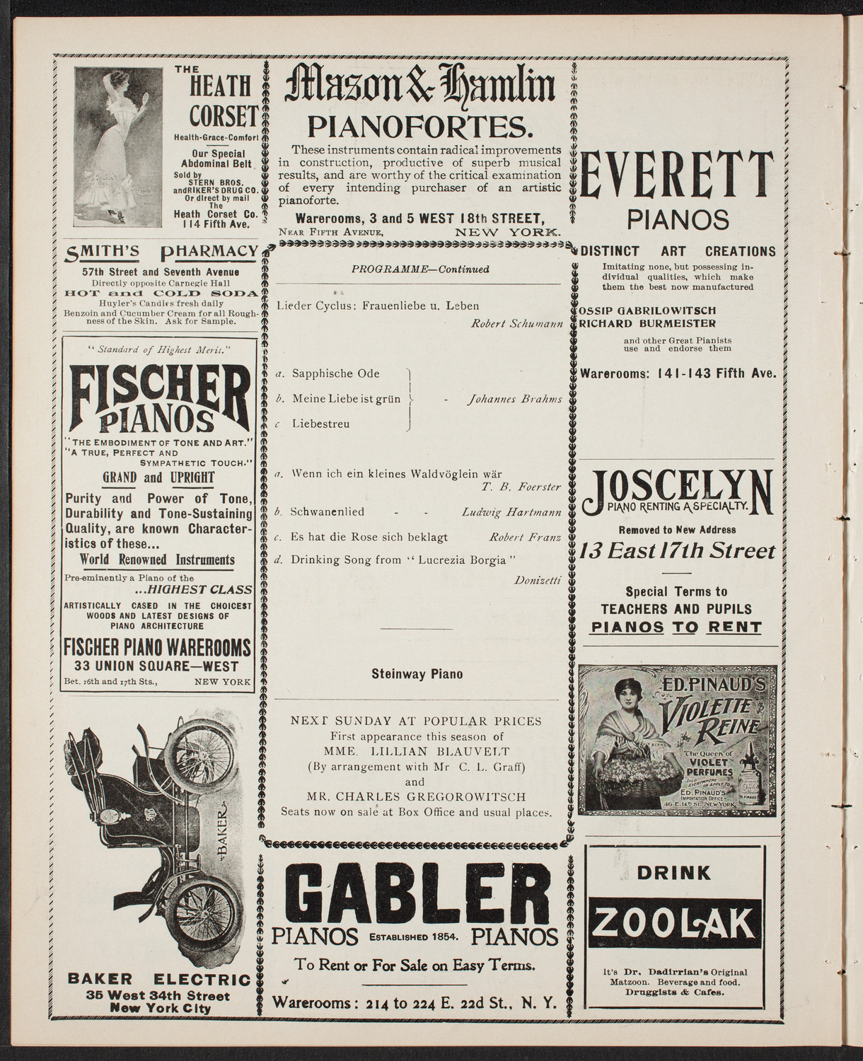 Ernestine Schumann-Heink, Mezzo-Soprano, January 12, 1902, program page 8