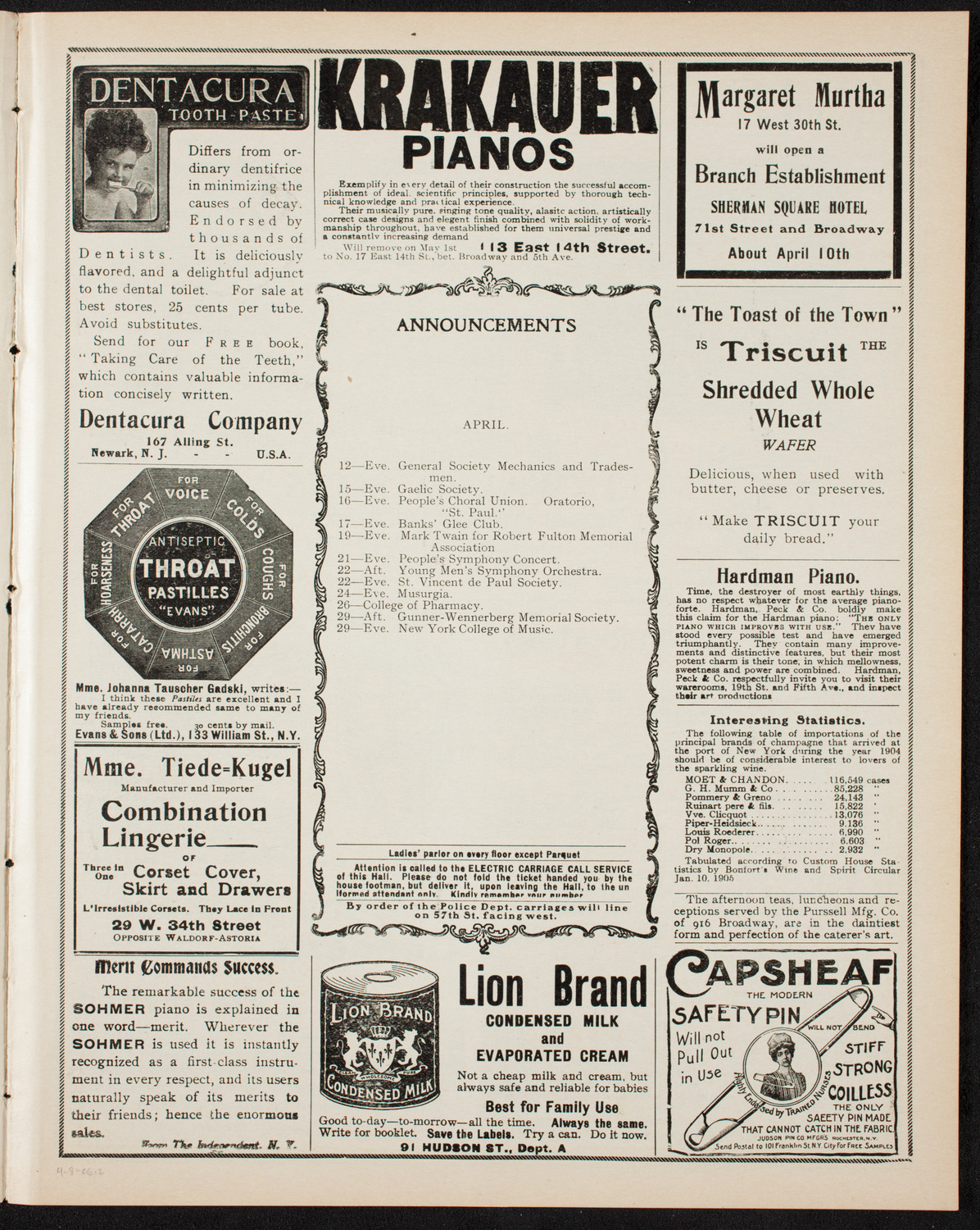 Russian Symphony Society of New York, April 8, 1906, program page 3