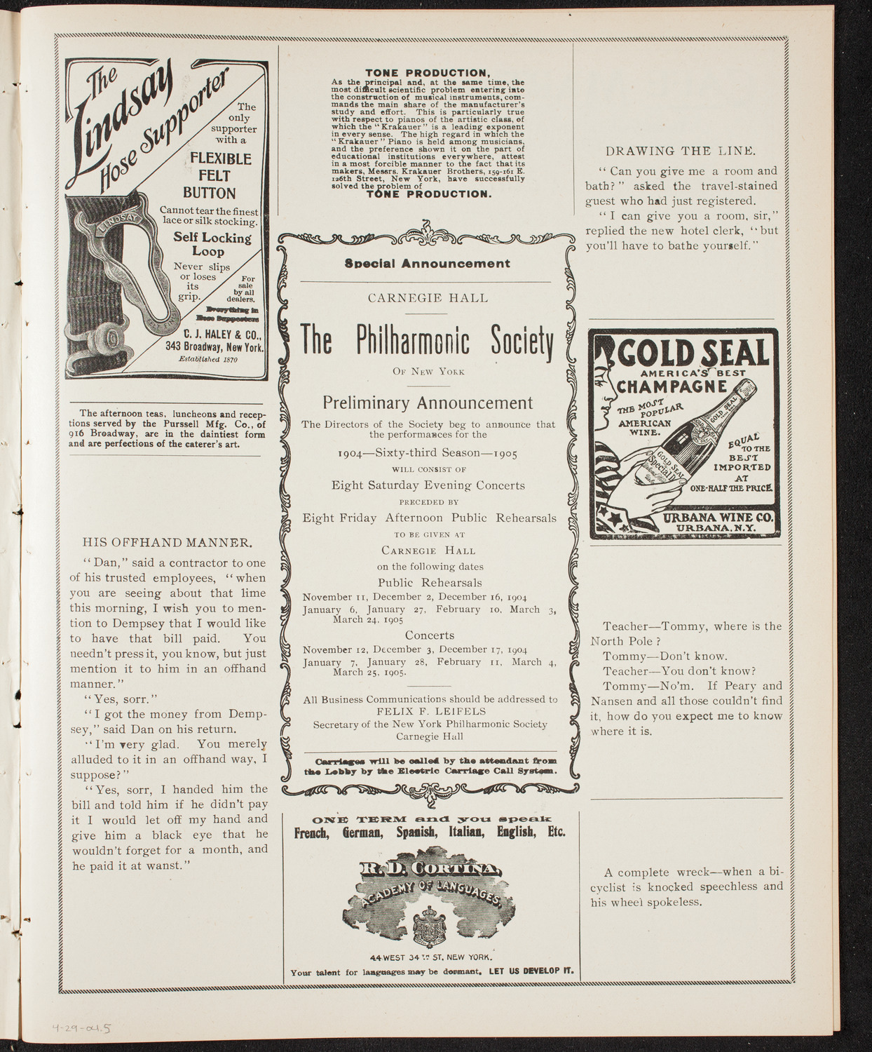 Oratorio Society of Brooklyn, April 29, 1904, program page 9