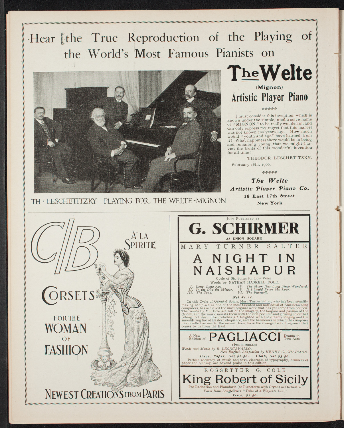Edna Richolson with New York Symphony Orchestra, November 9, 1906, program page 8