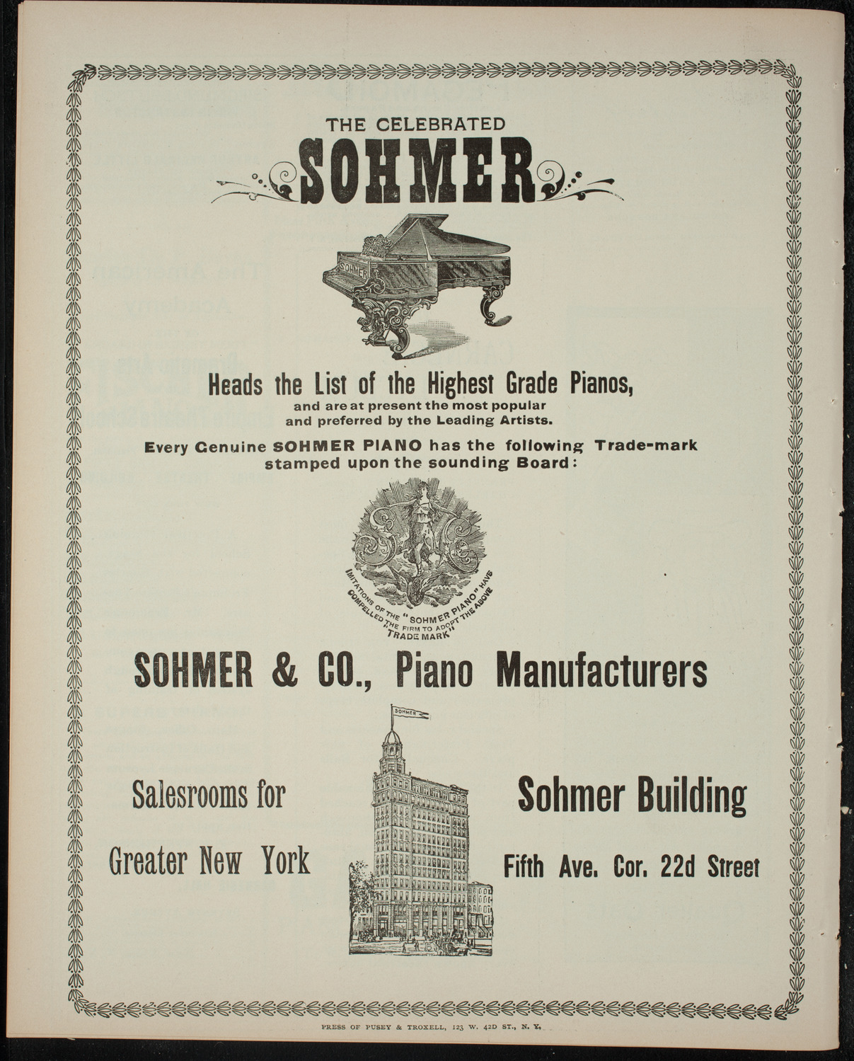 Townsend H. Fellows and Others, February 2, 1899, program page 8