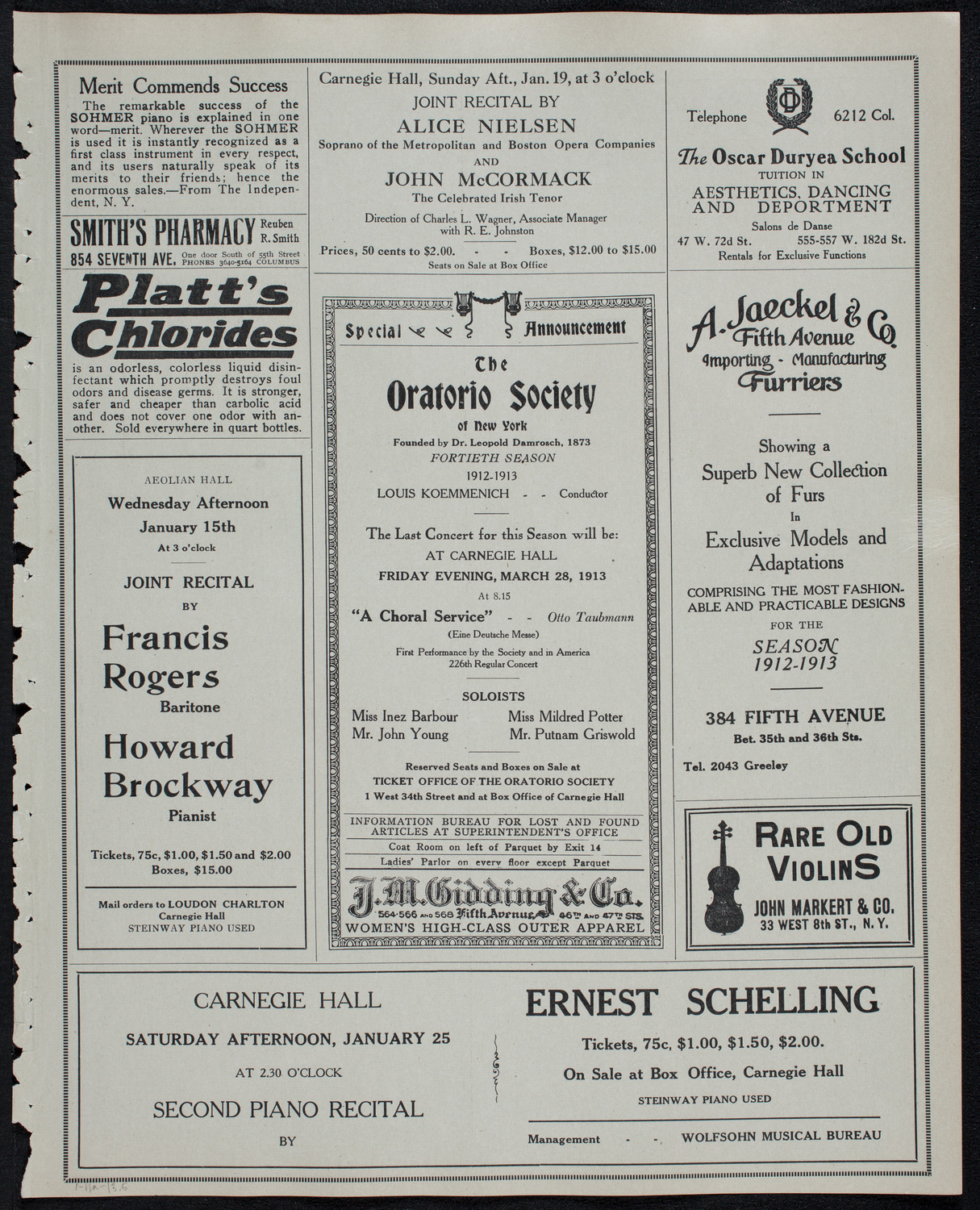 Boston Symphony Orchestra, January 11, 1913, program page 9