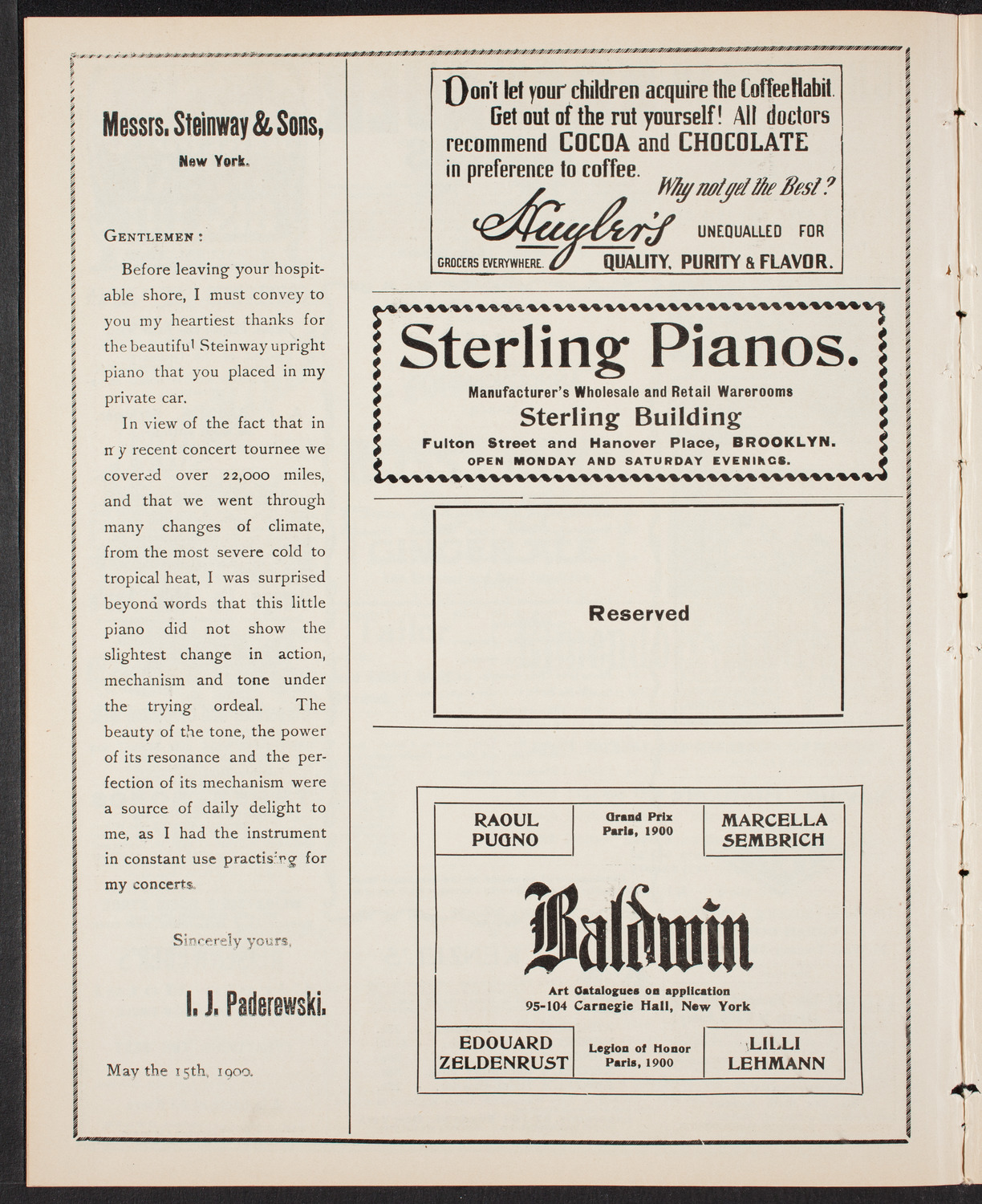 New York Philharmonic, March 14, 1903, program page 4