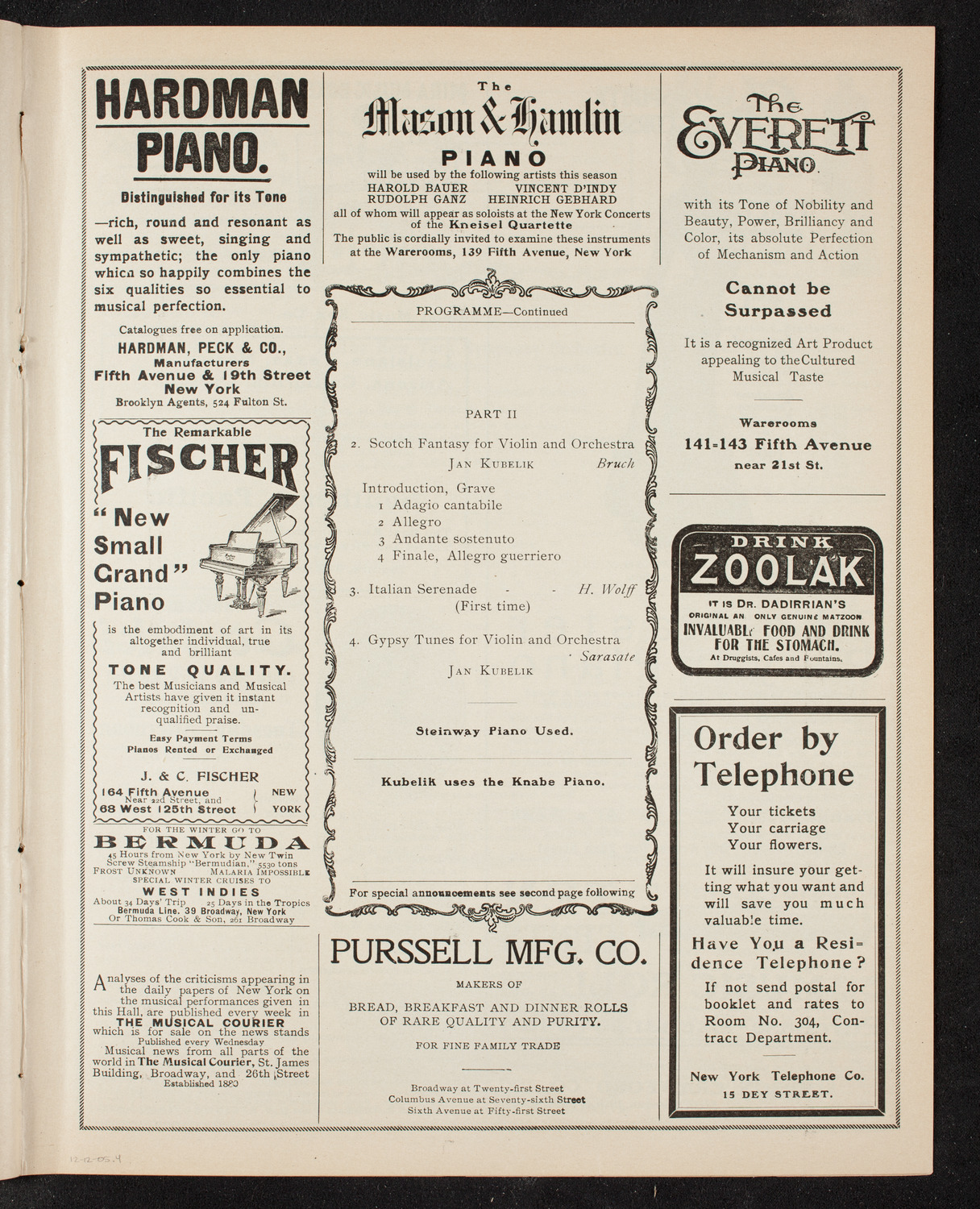 New York Symphony Orchestra, December 12, 1905, program page 7