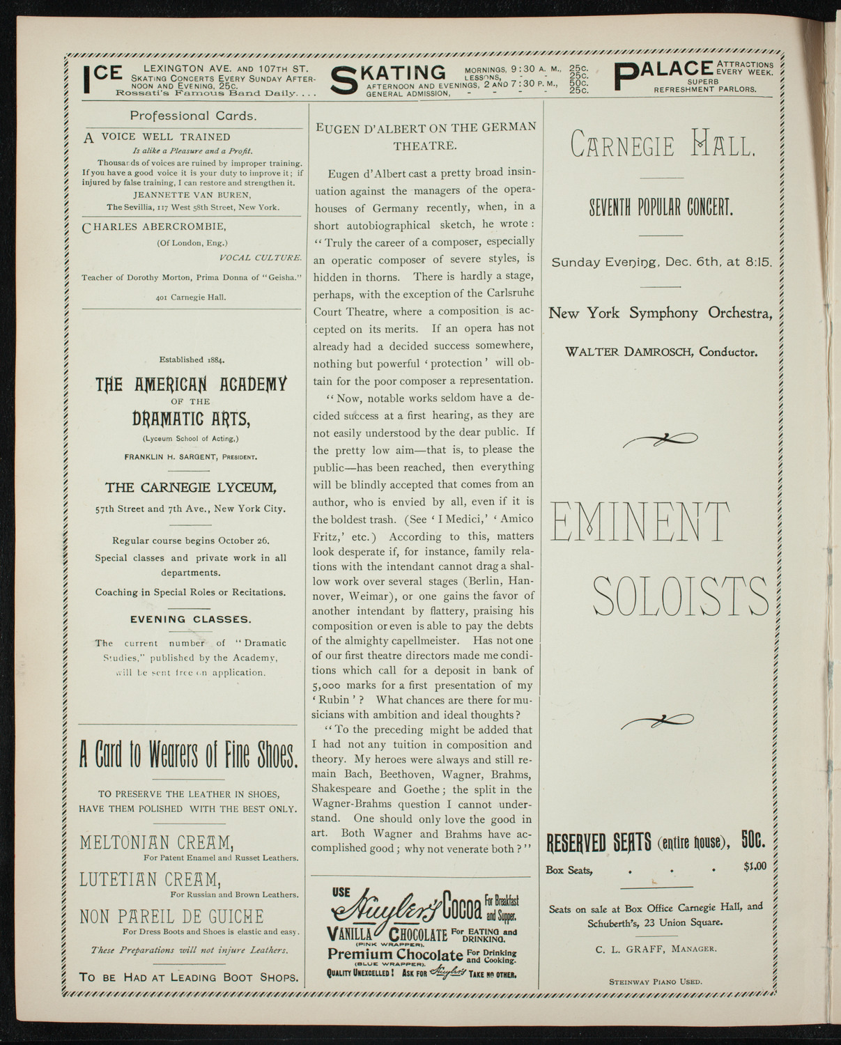 Oratorio Society of New York, December 1, 1896, program page 2