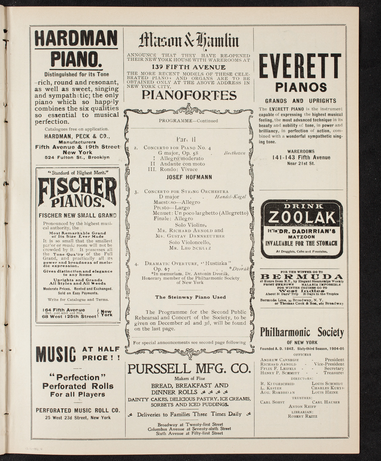 New York Philharmonic, November 11, 1904, program page 7