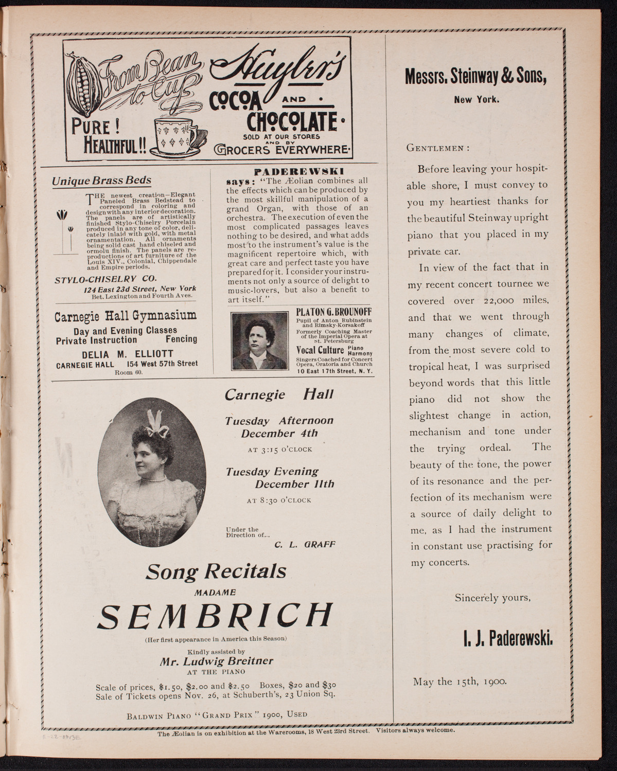 Benefit: Roman Catholic Orphan Asylums, November 22, 1900, program page 5