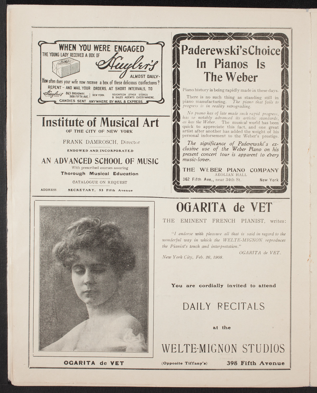 Marcella Sembrich, Soprano, Ignacy Jan Paderewski, Piano, and Timothy Adamowski, Violin, May 2, 1908, program page 6