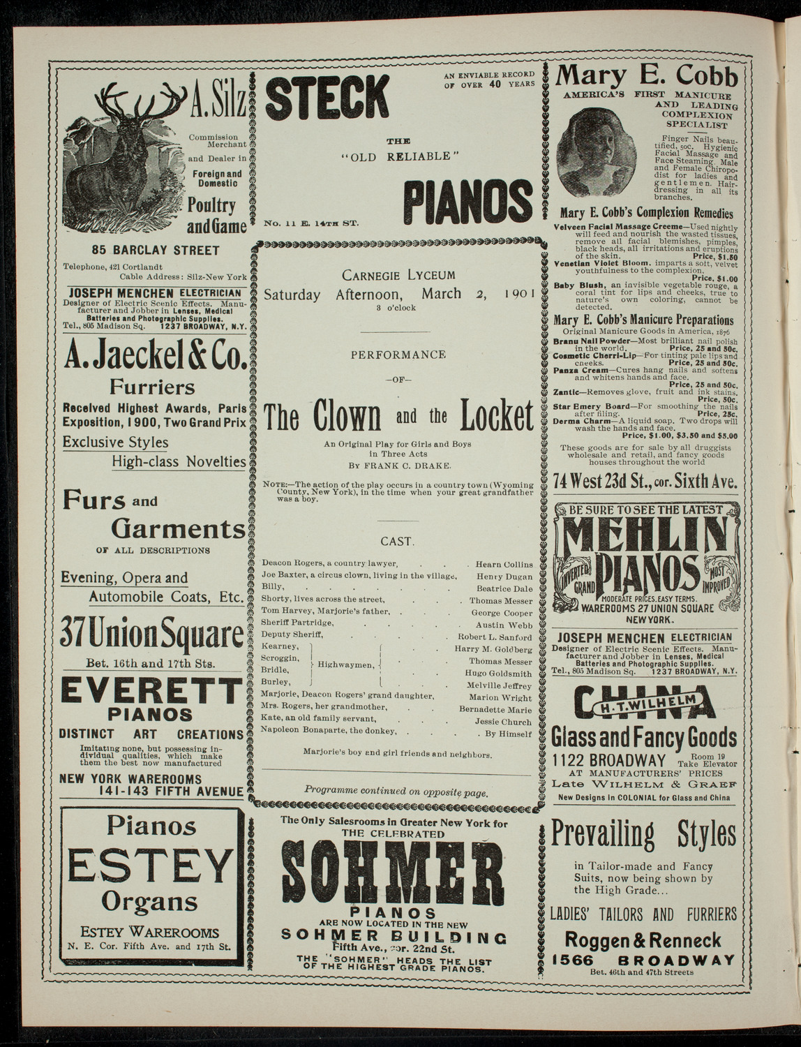 The Children's Theatre, March 2, 1901, program page 2