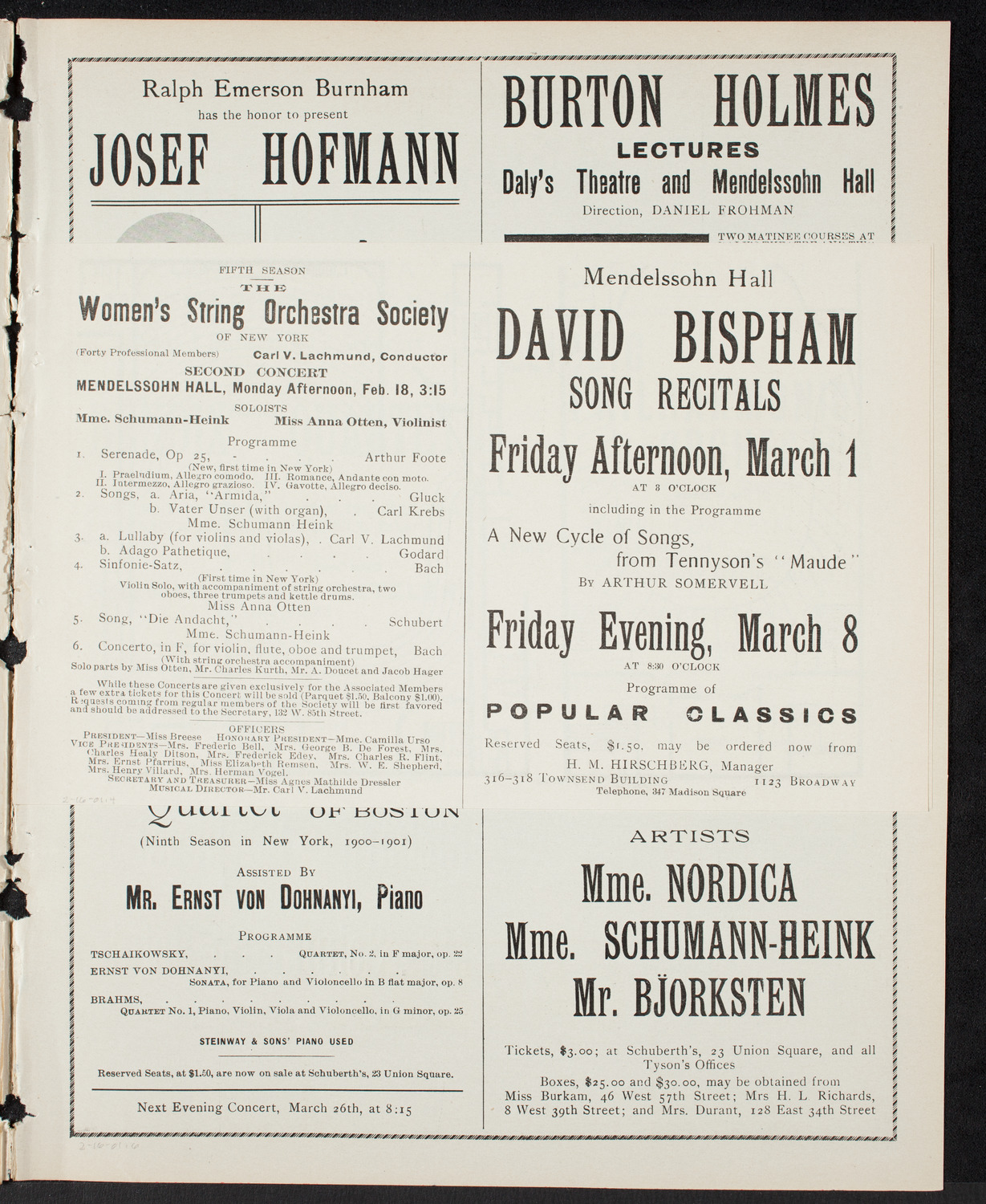 New York Philharmonic, February 16, 1901, program page 7