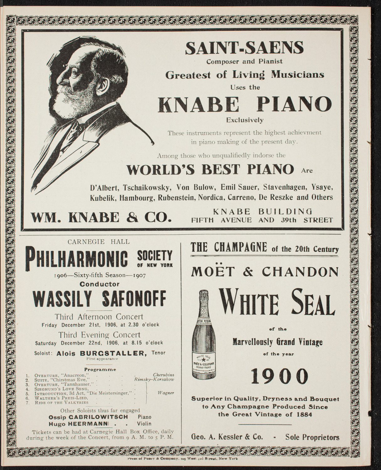 New York Symphony Orchestra, December 16, 1906, program page 12
