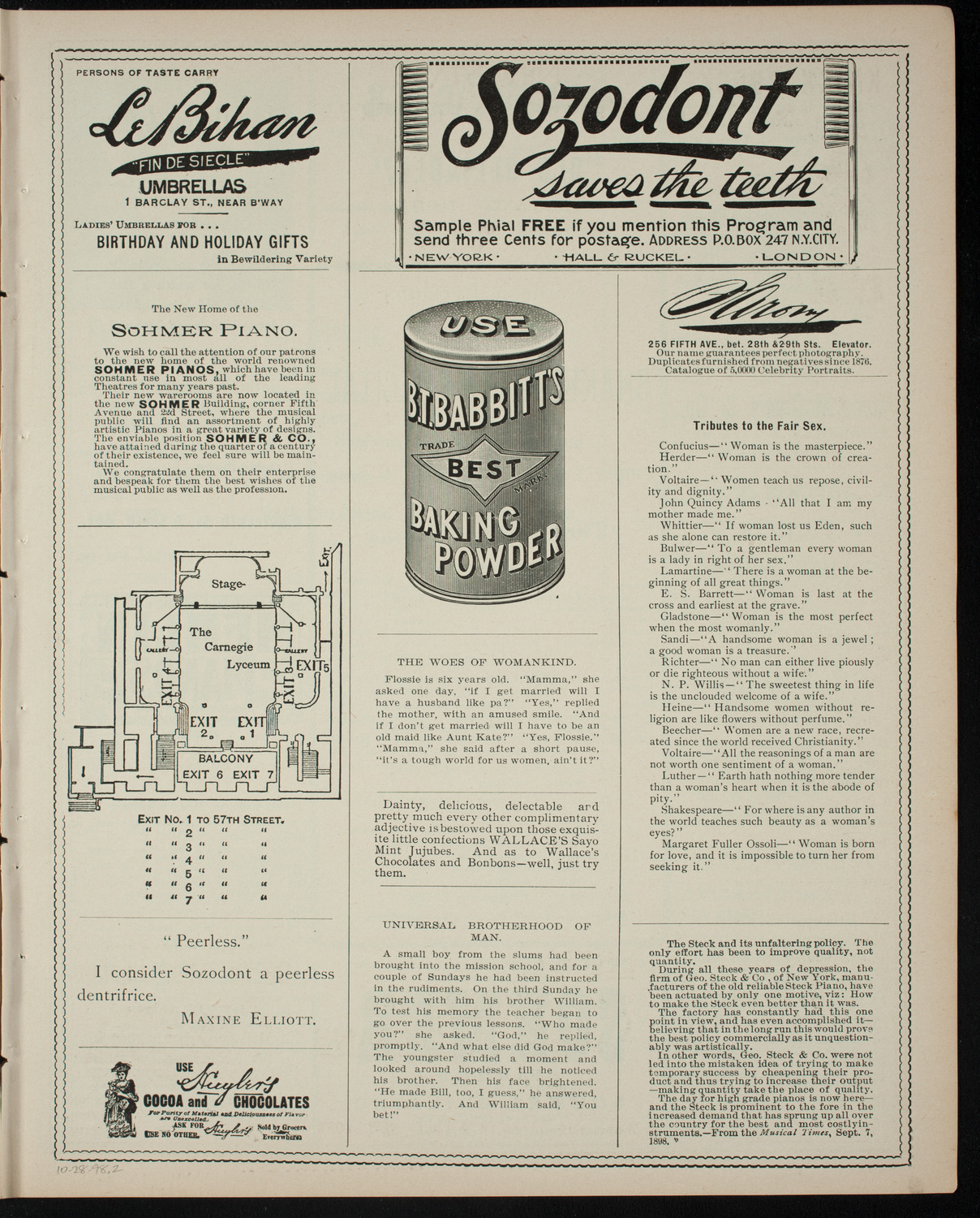 Shakespeare Recital by Marshall Darrach, October 28, 1898, program page 3