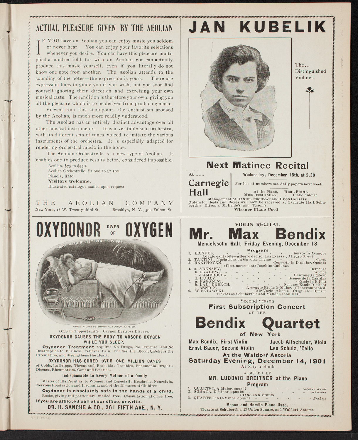 New York Philharmonic, December 7, 1901, program page 9