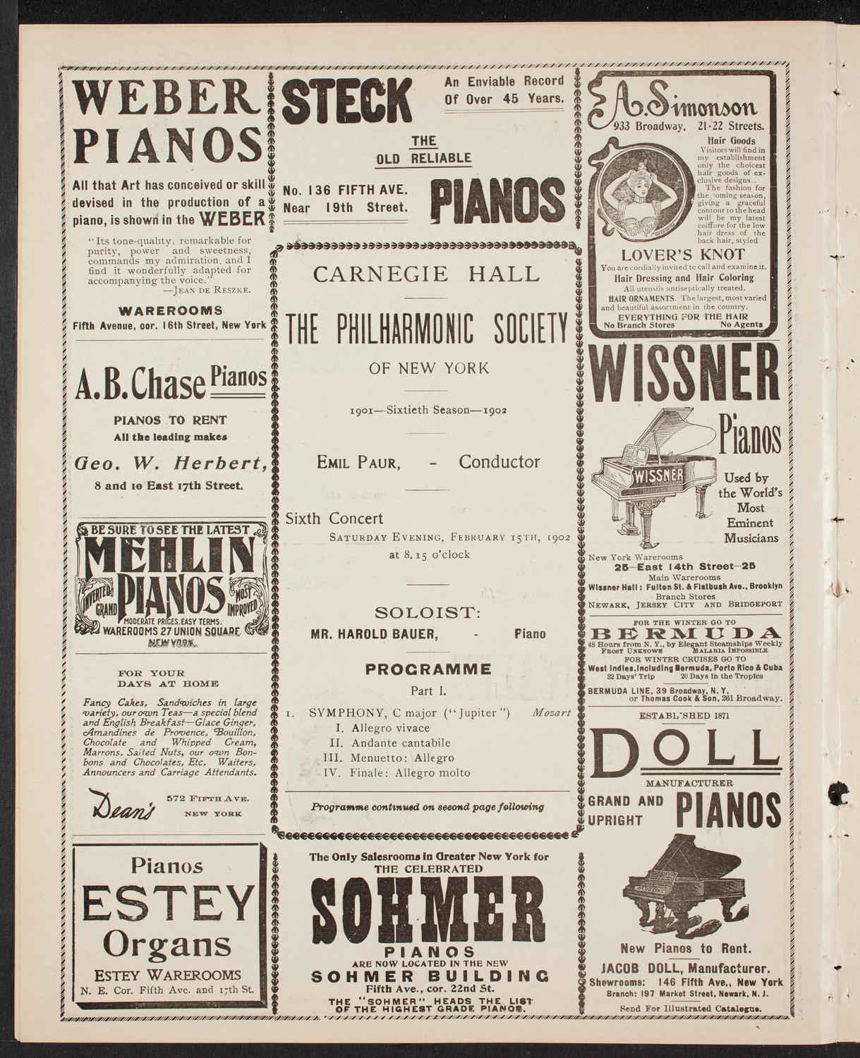 New York Philharmonic, February 15, 1902, program page 6