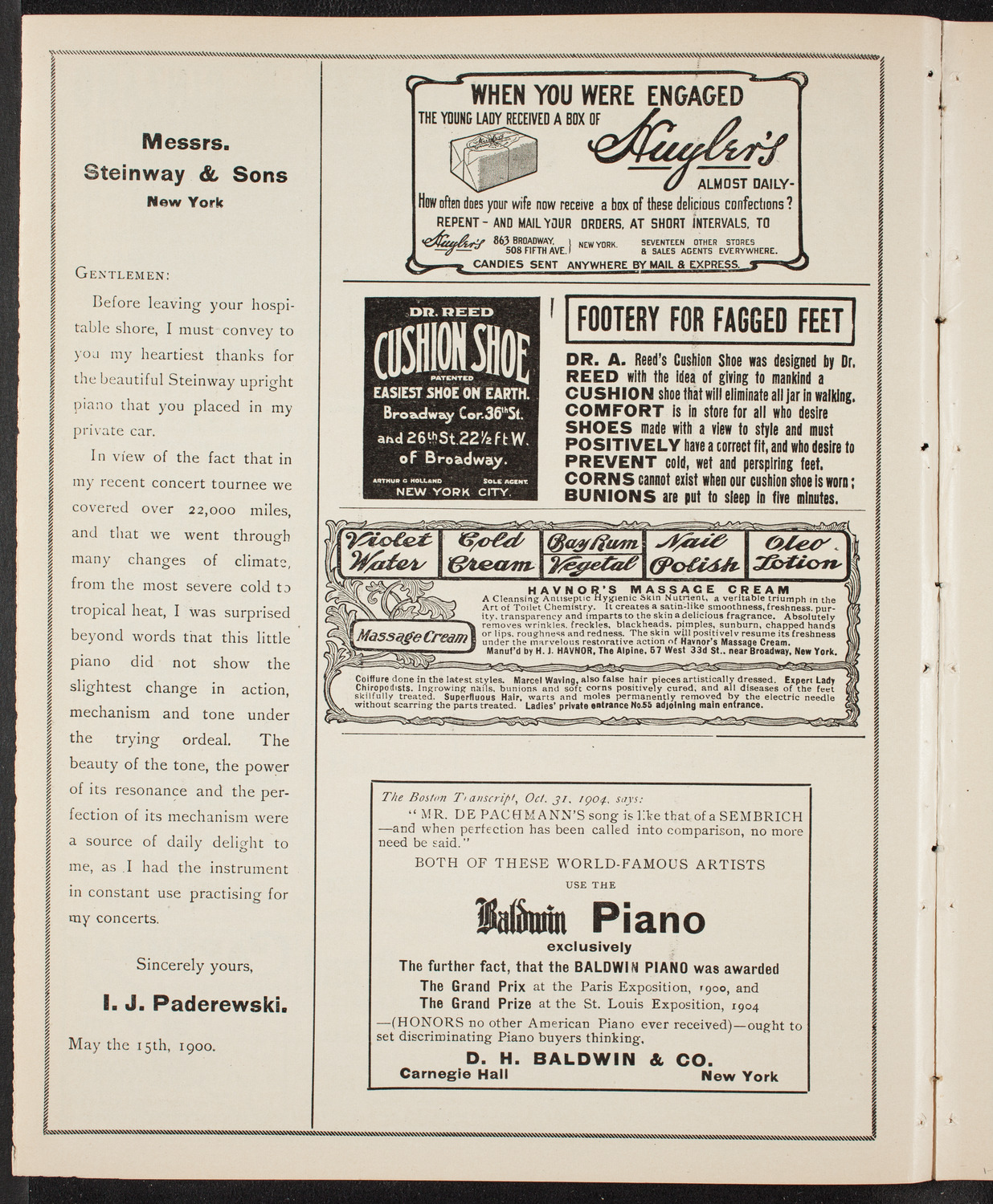 New York Philharmonic, January 27, 1905, program page 4