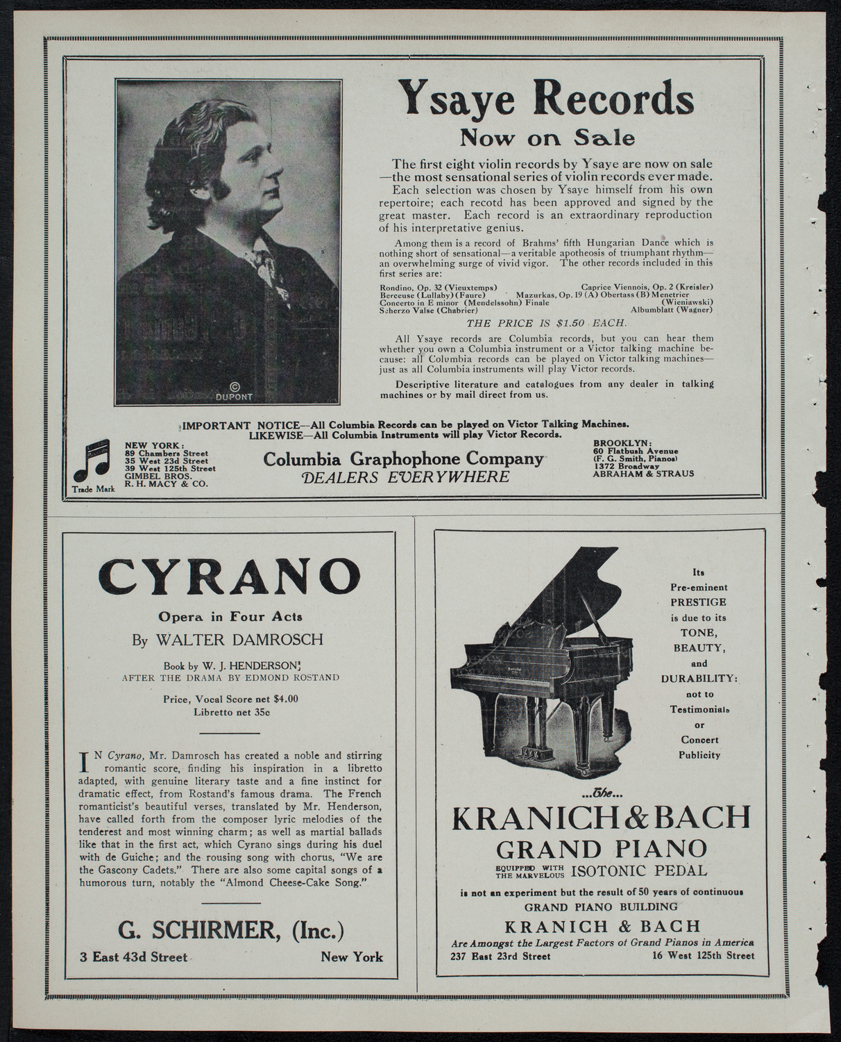 Edmond Clement, Tenor, March 11, 1913, program page 6