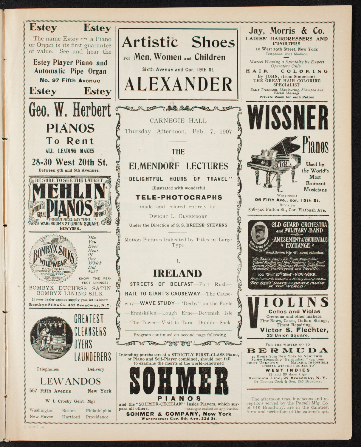 Elmendorf Lecture: Ireland, February 7, 1907, program page 5