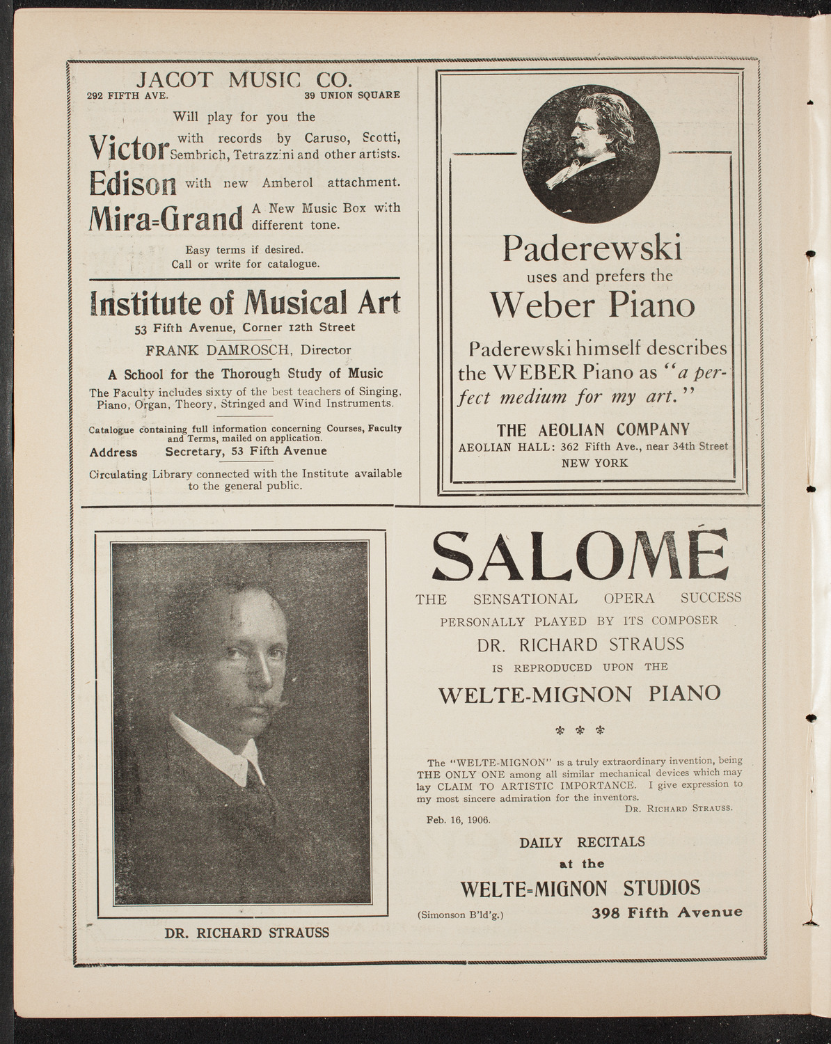Gustav Mahler and New York Philharmonic, March 31, 1909, program page 6