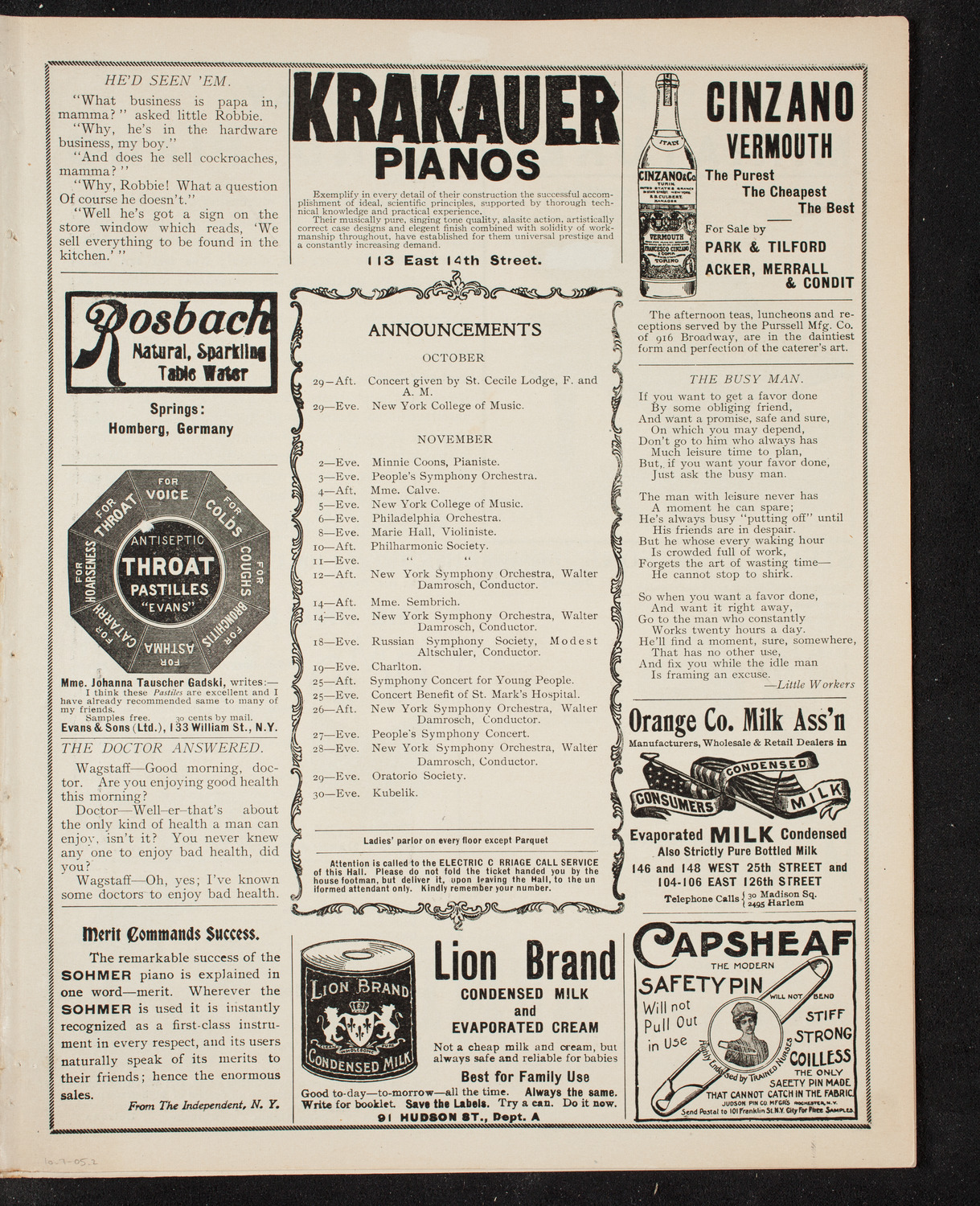 Metropolitan Street Railway Association Meeting and Vaudeville Program, October 7, 1905, program page 3