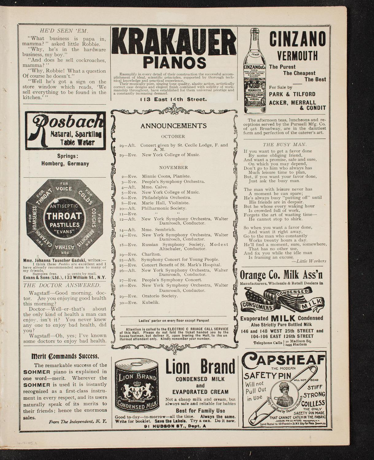 Metropolitan Street Railway Association Meeting and Vaudeville Program, October 7, 1905, program page 3