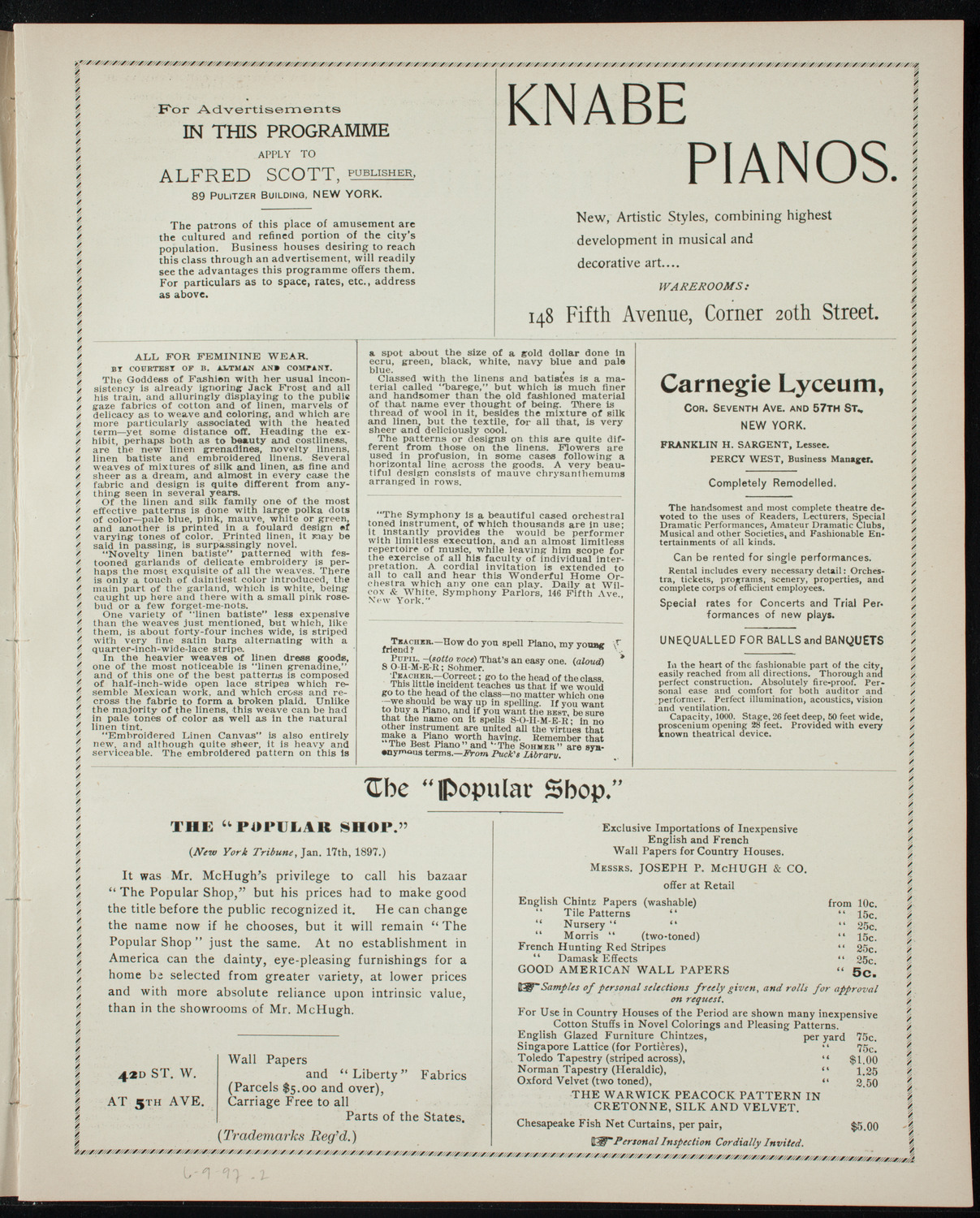 Graduation: Columbia University, June 9, 1897, program page 3