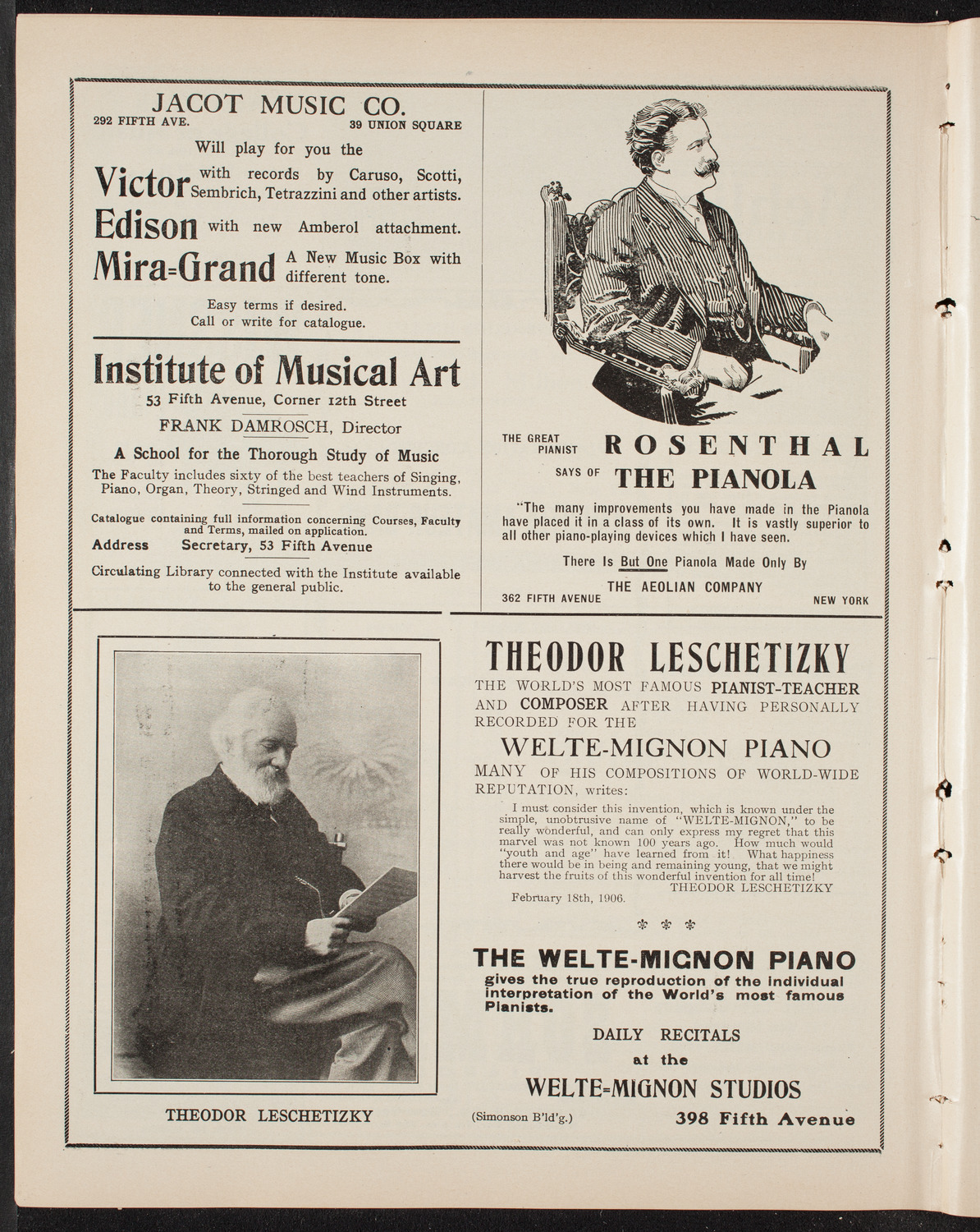 Amicitia Amateur Band, May 9, 1909, program page 6