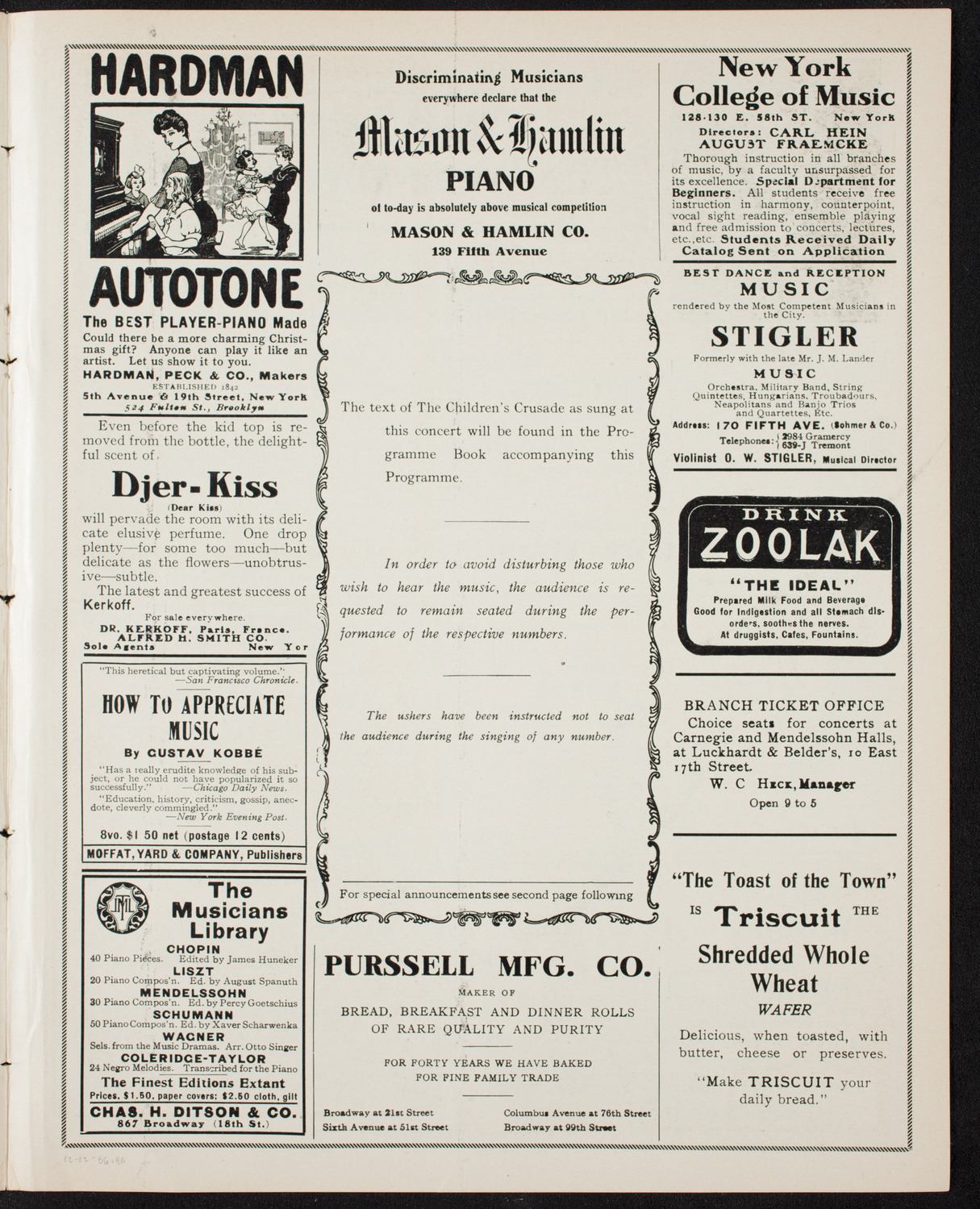 Oratorio Society of New York, December 22, 1906, program page 7