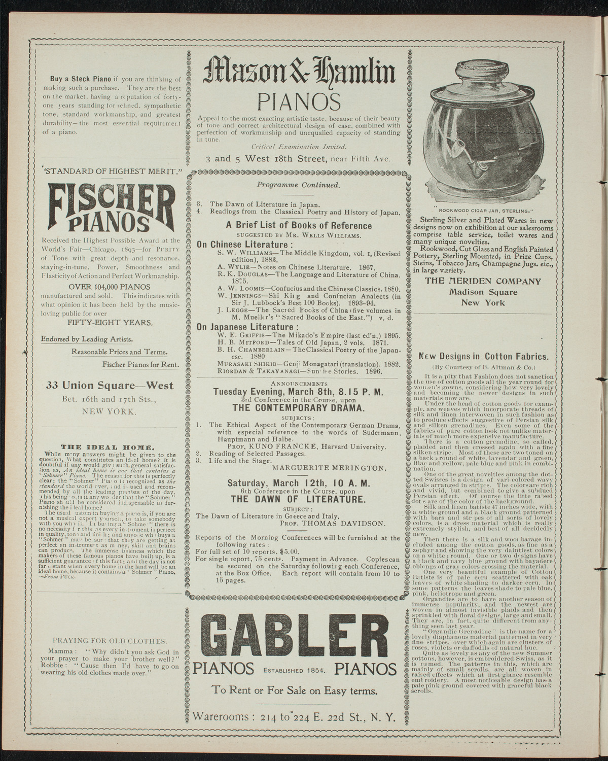 Comparative Literature Society Saturday Morning Conference, March 5, 1898, program page 6