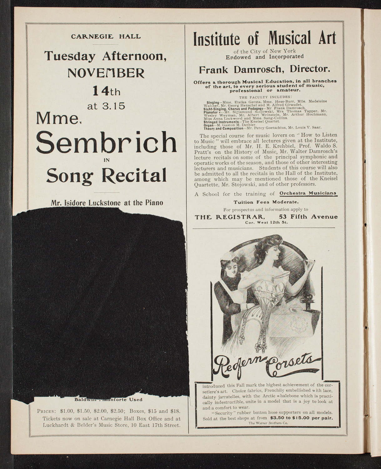 Marie Hall, November 8, 1905, program page 2