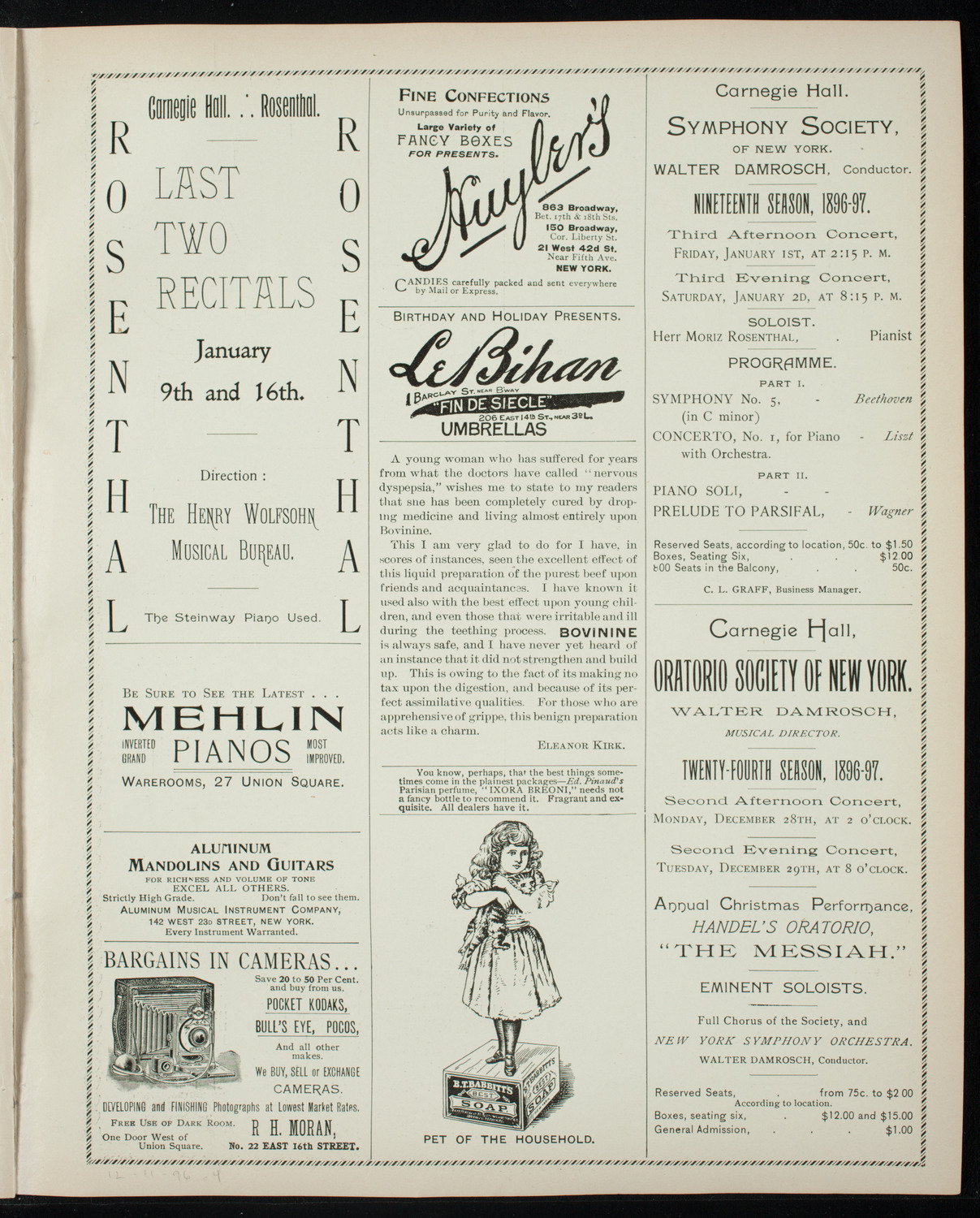 New York Philharmonic, December 11, 1896, program page 7