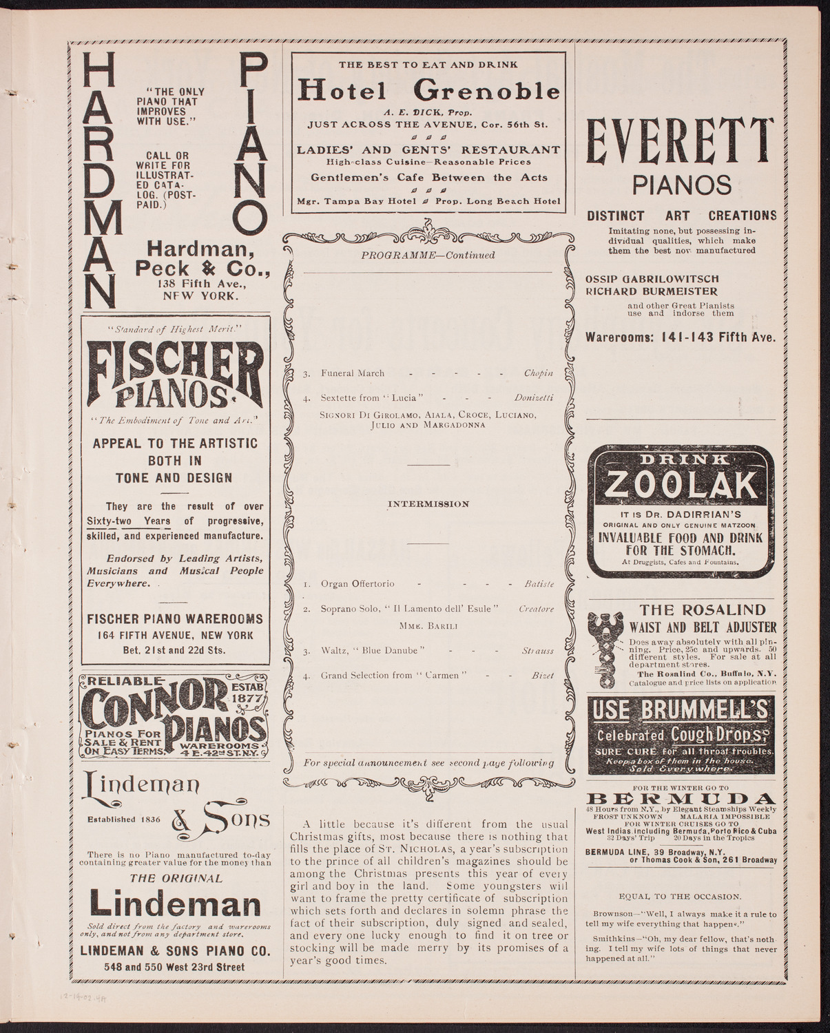 Creatore and His Italian Band, December 14, 1902, program page 7