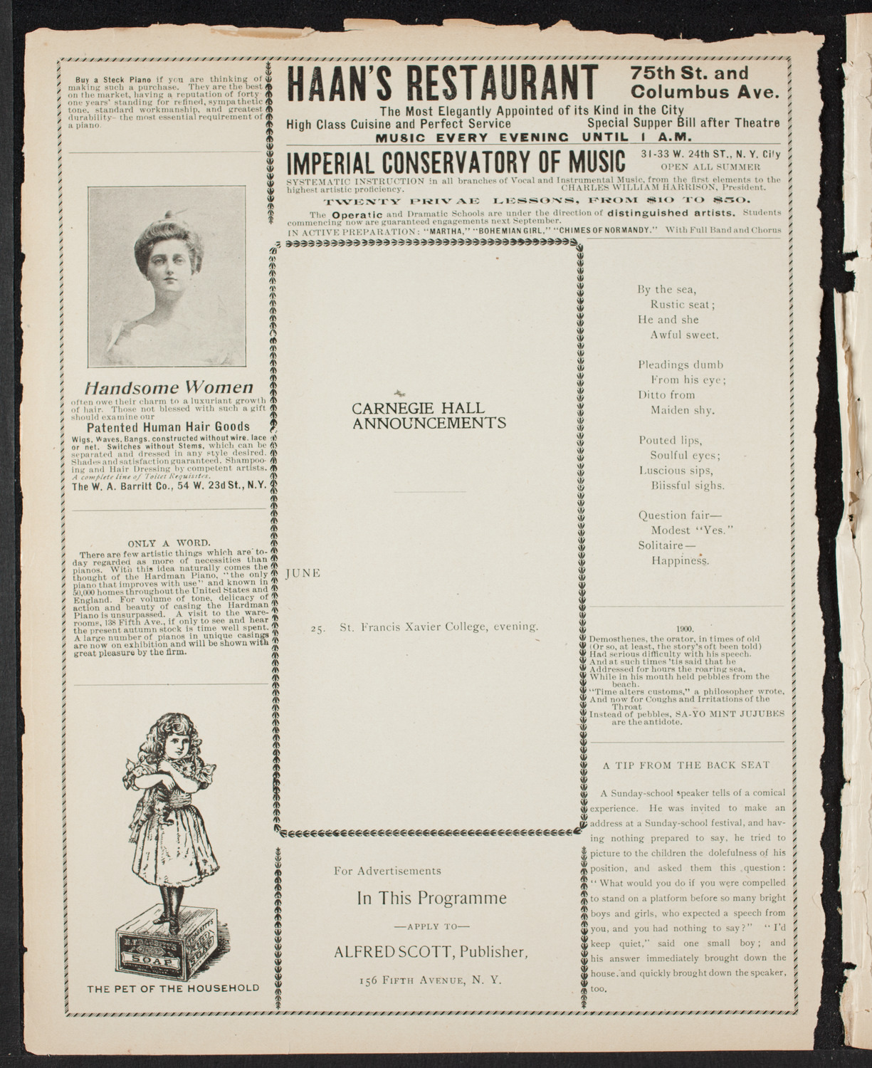 Graduation: College of St. Francis Xavier, June 25, 1900, program page 2