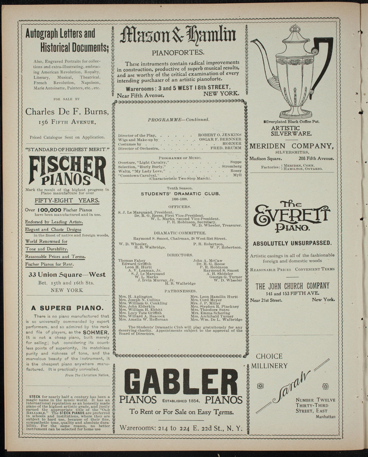 Students' Dramatic Club, February 14, 1899, program page 6