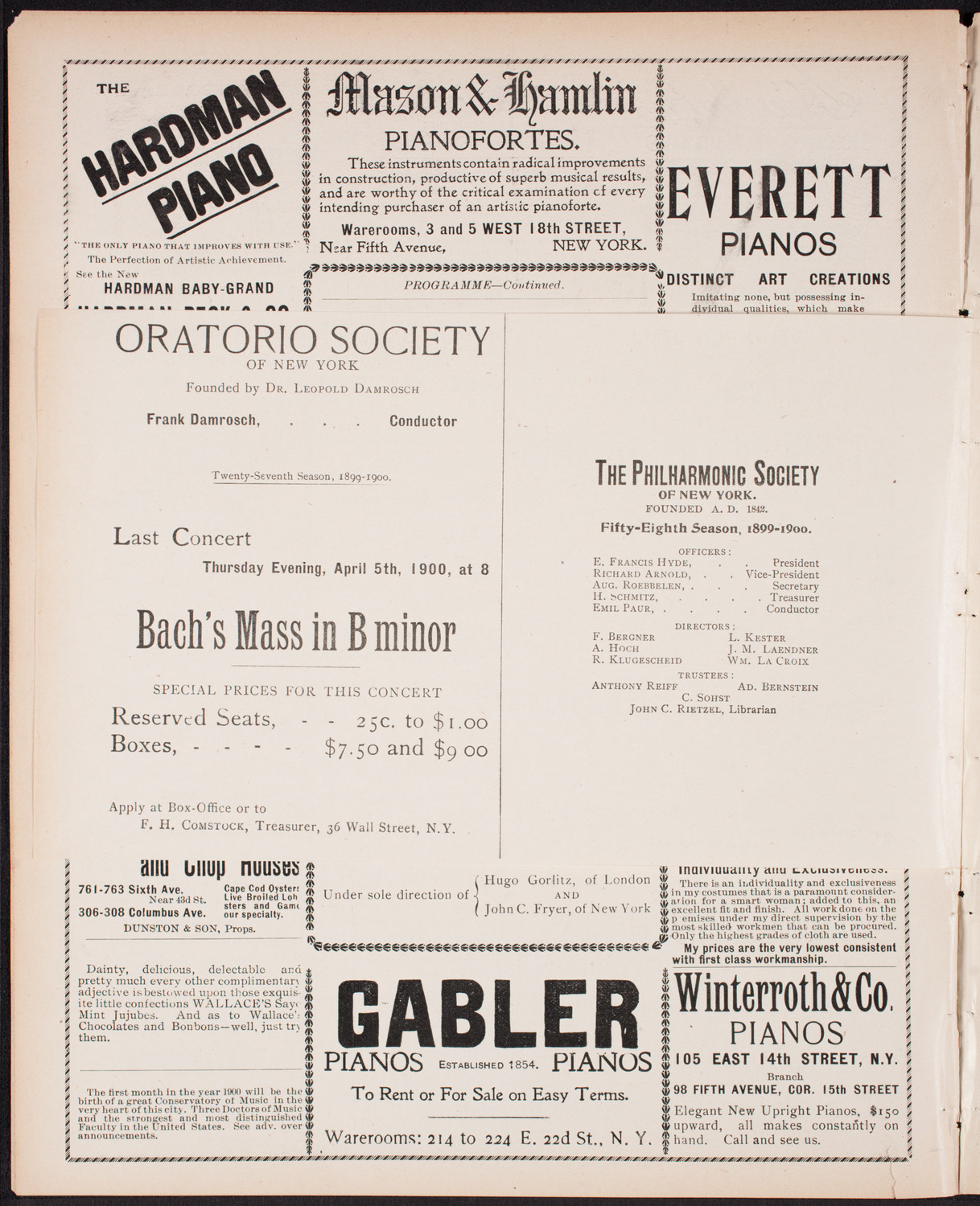 Ignacy Jan Paderewski, Piano, January 6, 1900, program page 8