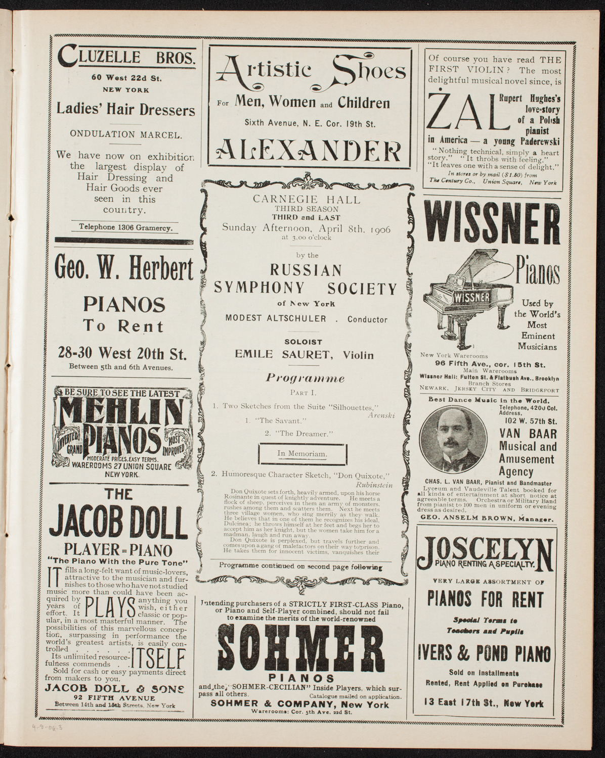 Russian Symphony Society of New York, April 8, 1906, program page 5