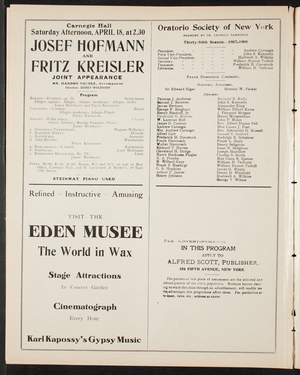 Oratorio Society of New York, April 16, 1908, program page 10