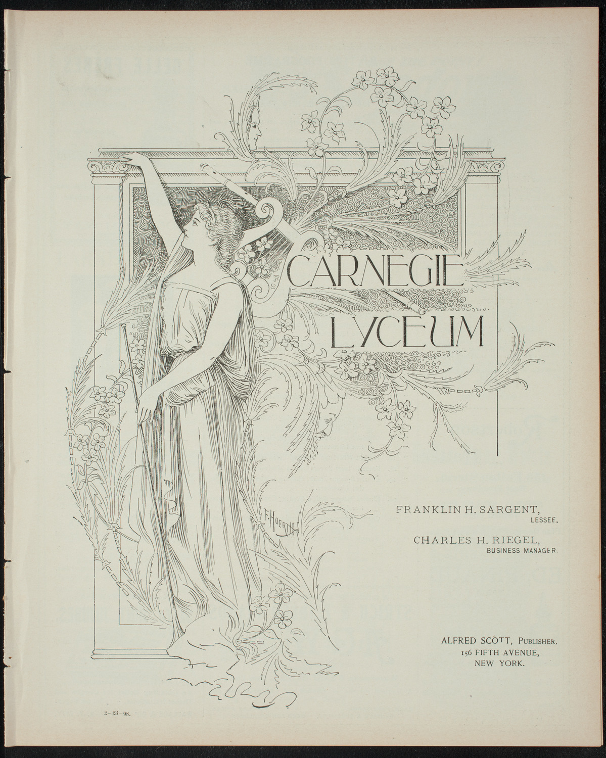 Columbia College Musical Society, February 23, 1898, program page 1