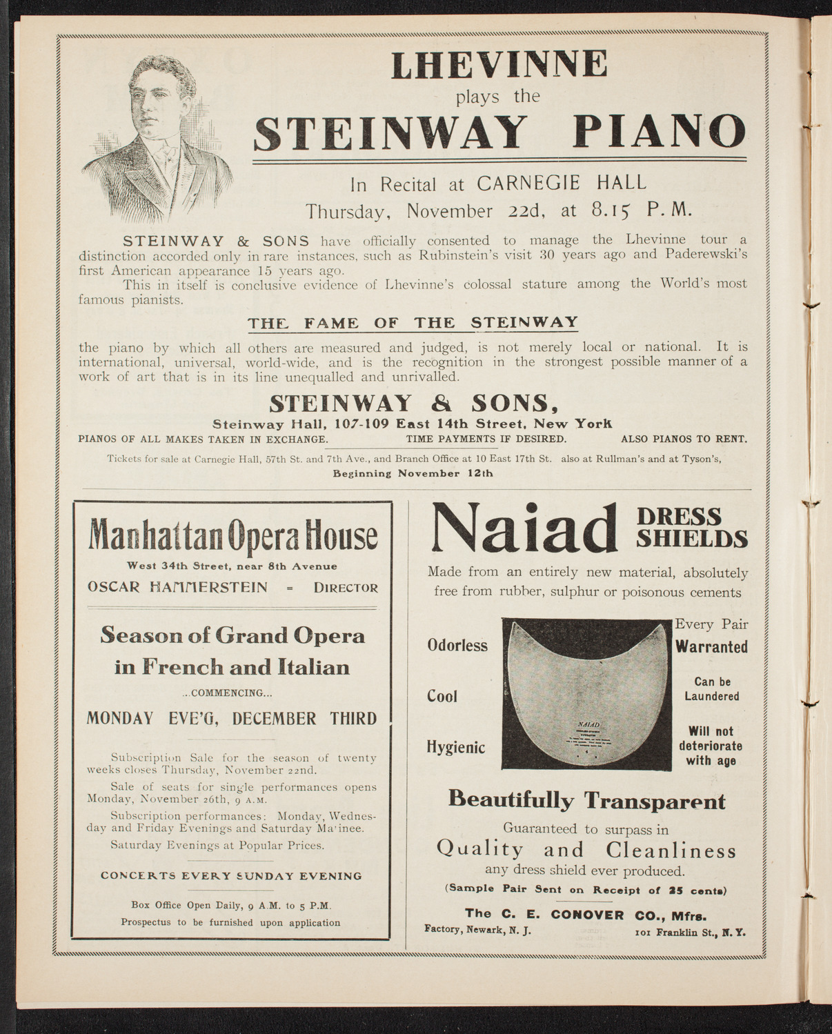 Moriz Rosenthal, Piano, November 17, 1906, program page 4
