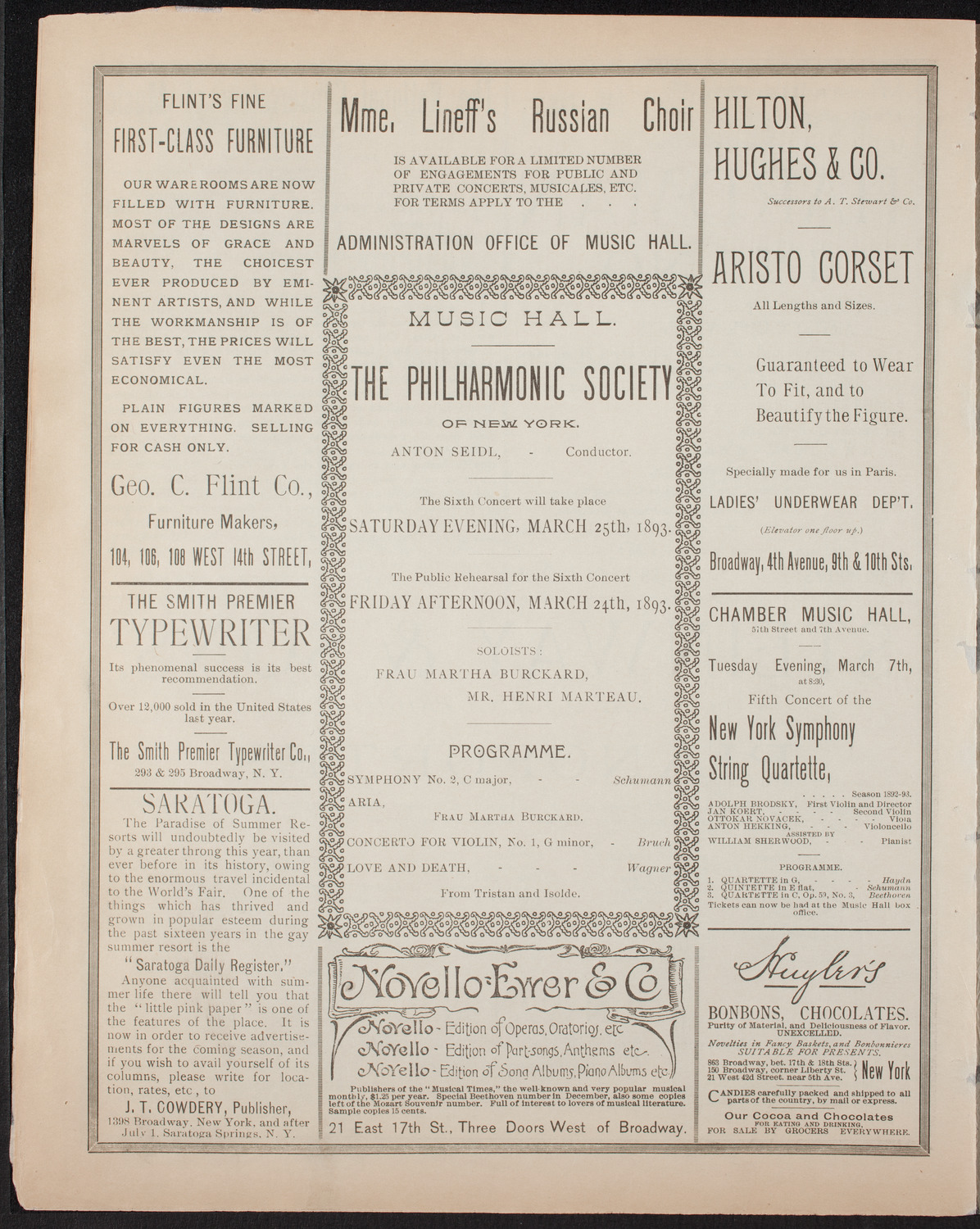 New York Philharmonic Public Rehearsal, March 3, 1893, program page 6