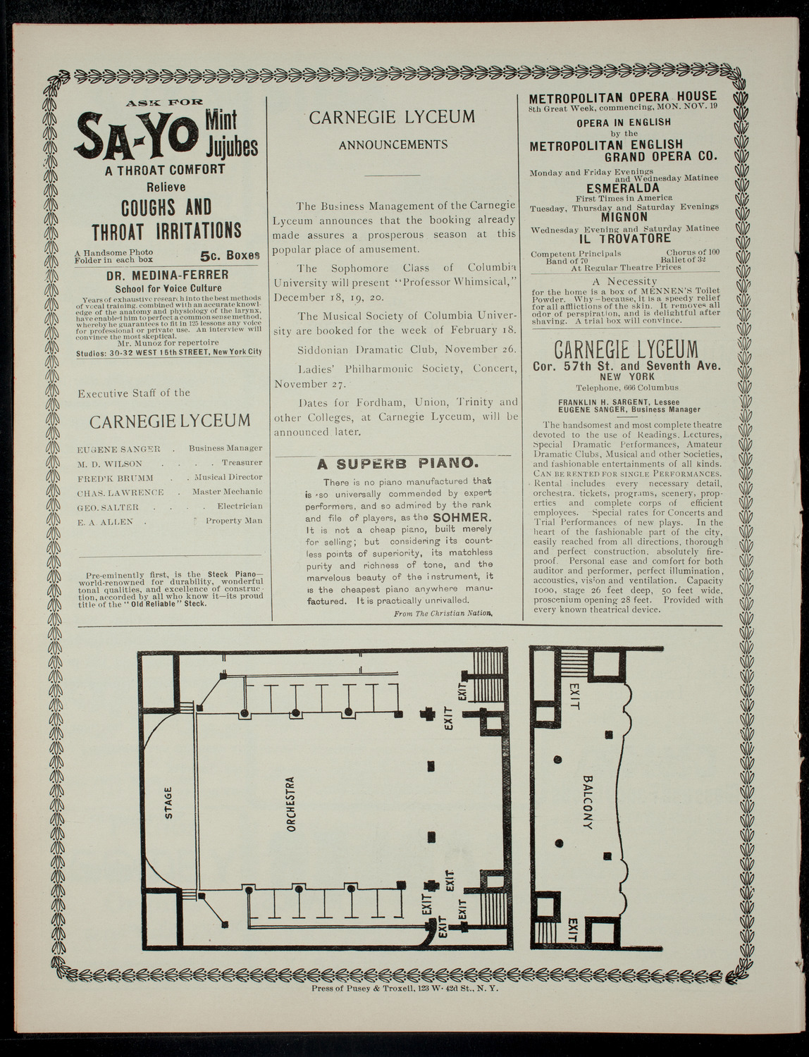 Academy Stock Company of the American Academy of Dramatic Arts and Empire Theatre Dramatic School, November 24, 1900, program page 4