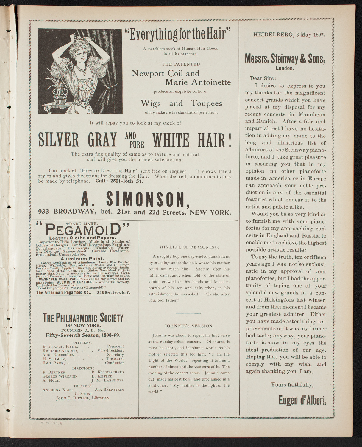 New York Banks' Glee Club, April 18, 1899, program page 5