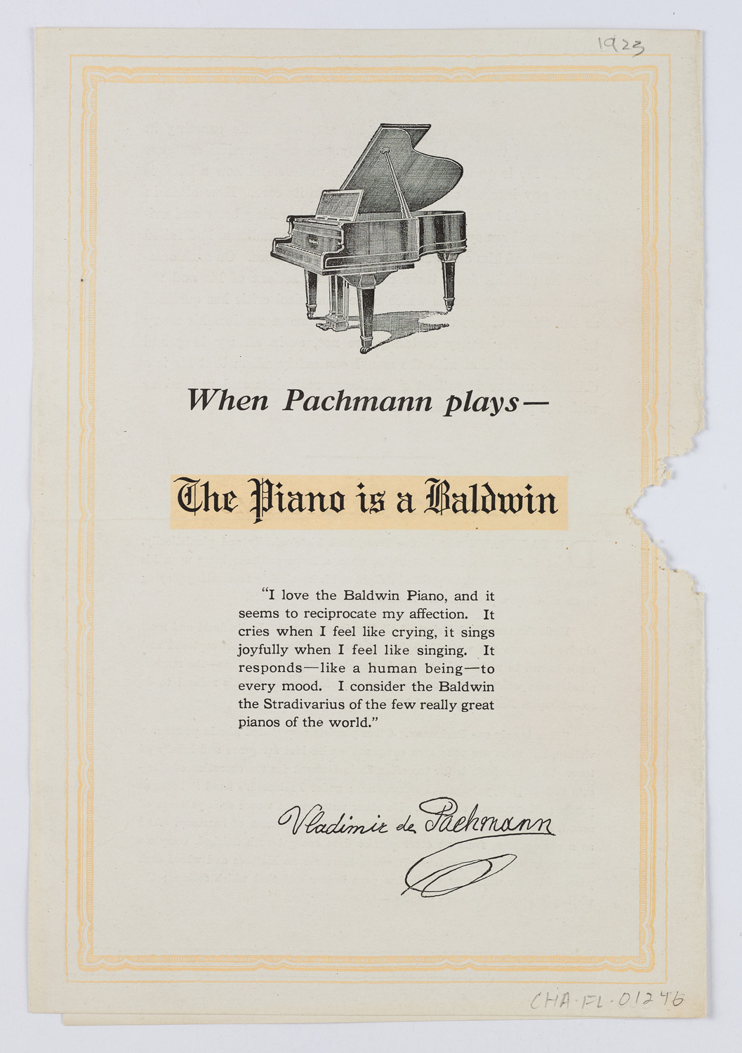 Vladimir de Pachmann, November 16, 1923