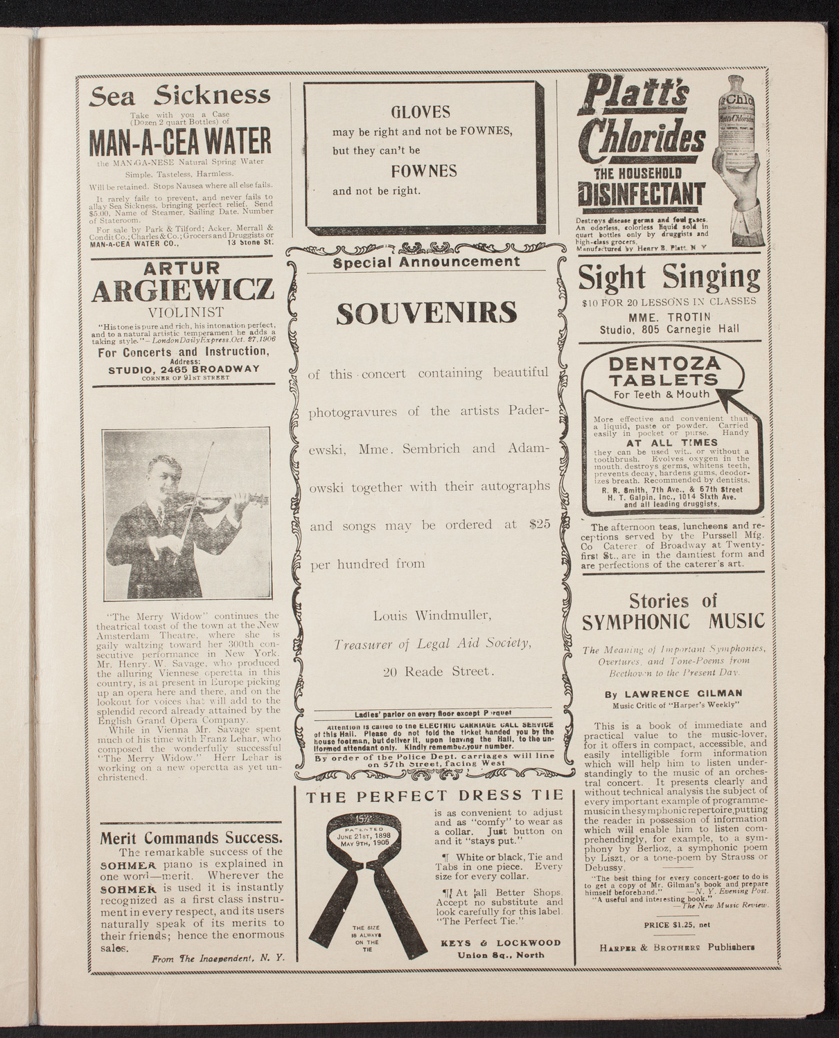 Marcella Sembrich, Soprano, Ignacy Jan Paderewski, Piano, and Timothy Adamowski, Violin, May 2, 1908, program page 9