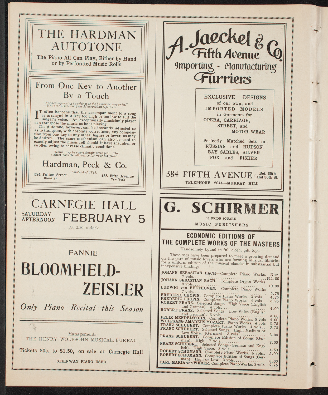New York Philharmonic, January 26, 1910, program page 8