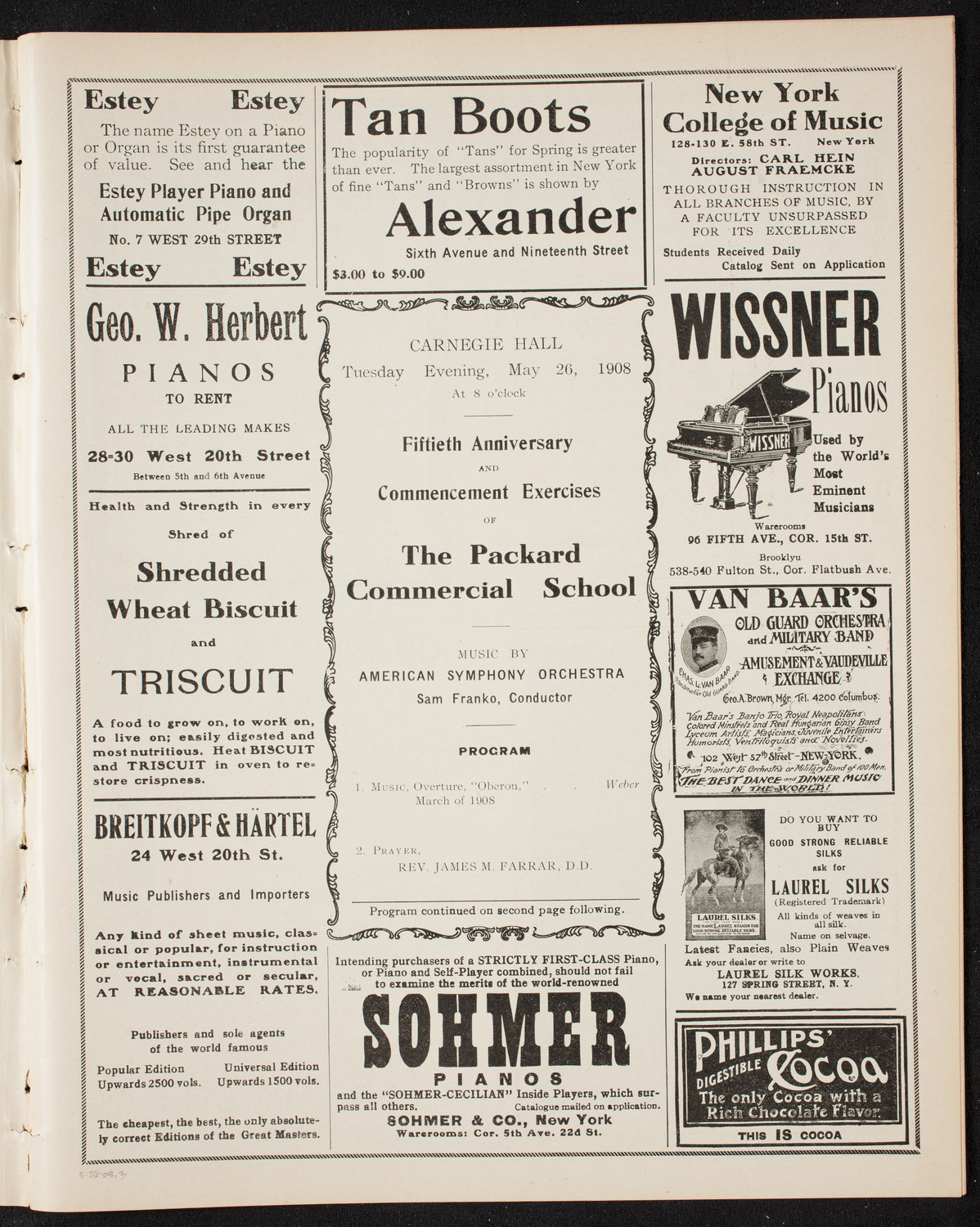 Graduation: Packard Commercial School, May 26, 1908, program page 5