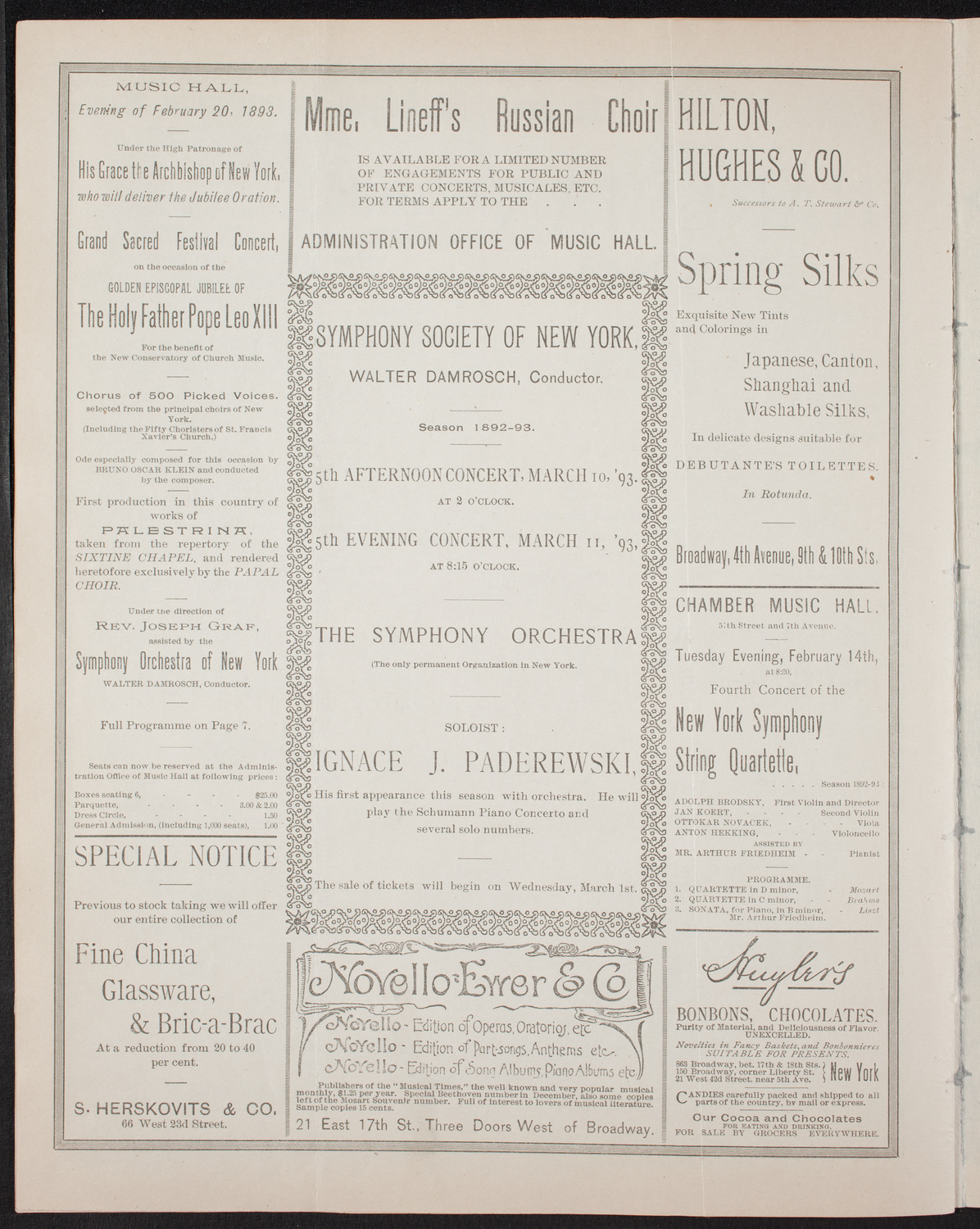 New York Symphony Orchestra, February 4, 1893, program page 6