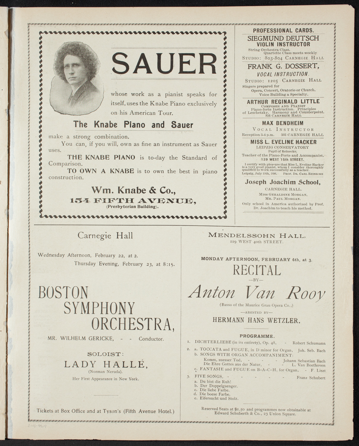 New York Philharmonic, February 4, 1899, program page 7